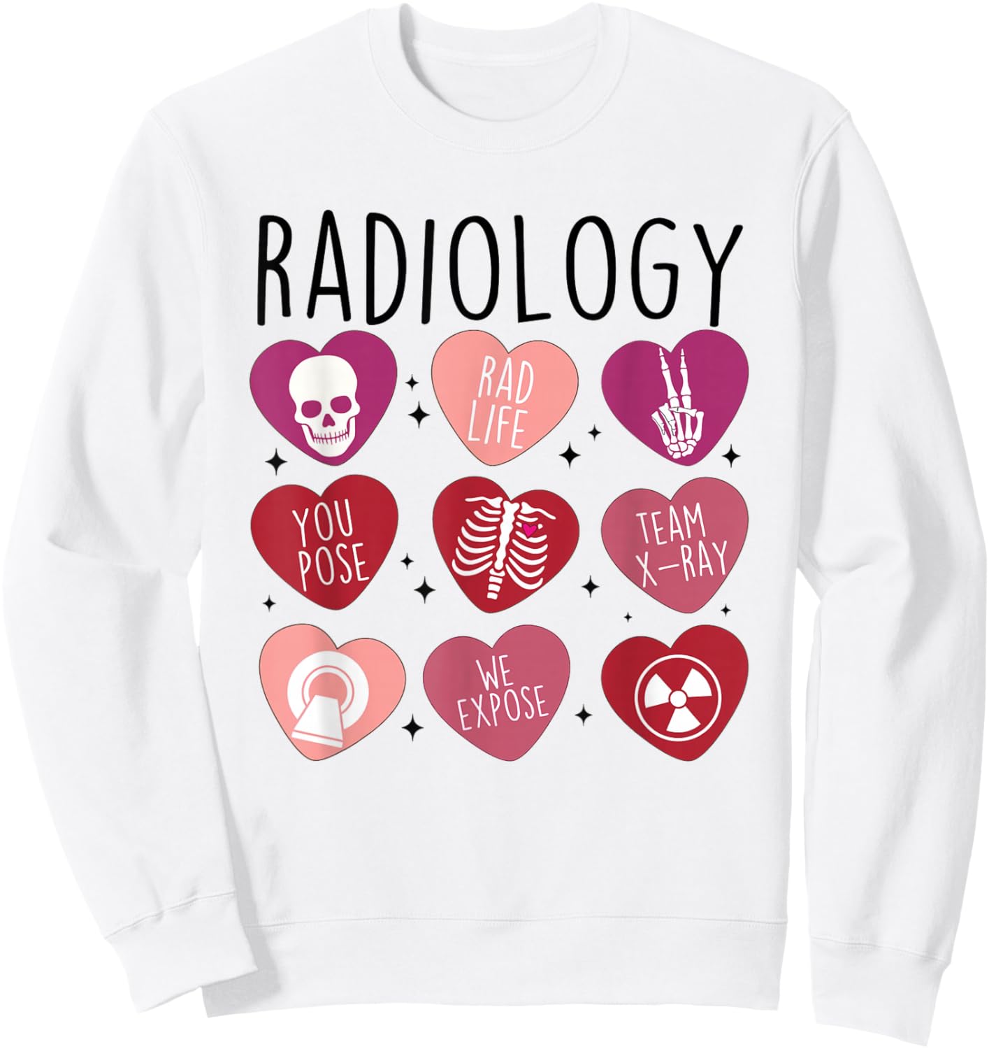 Women Retro Radiology Tech Valentine's Day X-Ray Technician Sweatshirt - Sweatshirt | White