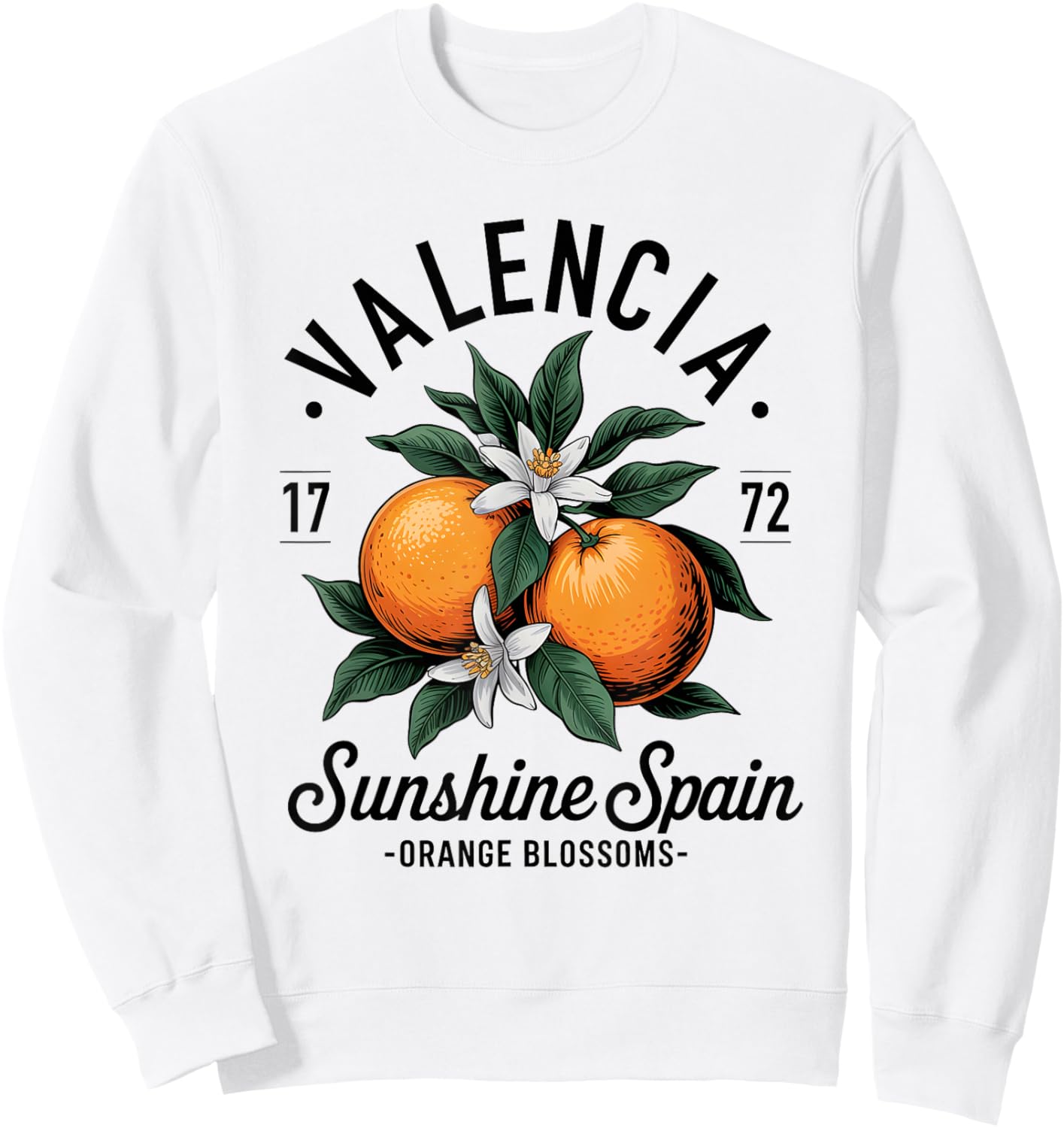 Valencia Spain Orange Blossom Vintage Design Sweatshirt - Sweatshirt | White