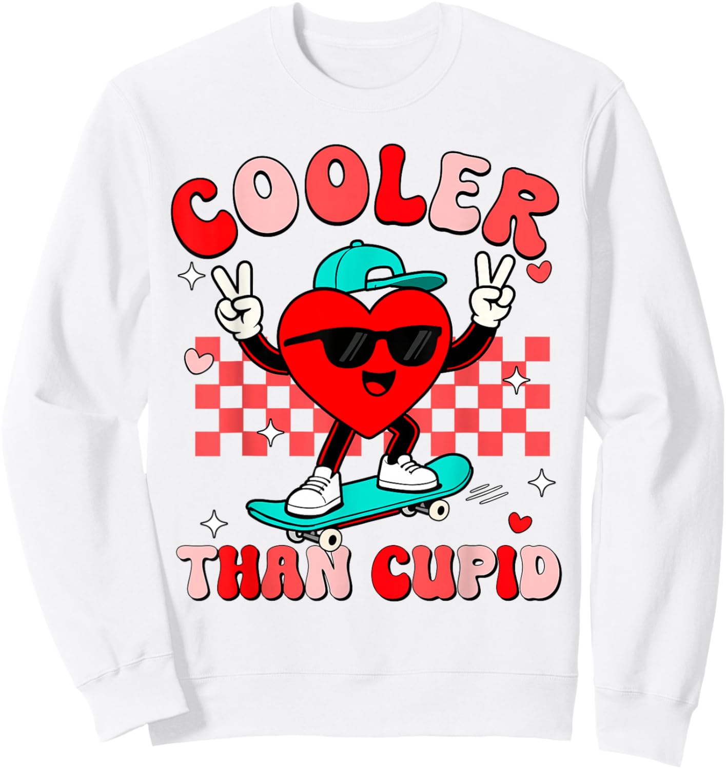 Cooler Than Cupid Valentines Day for Teens Kids Boys Girls Sweatshirt - Sweatshirt | White