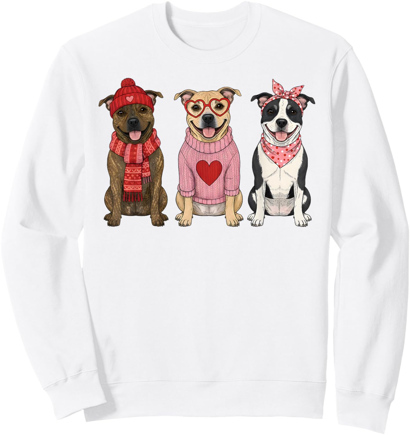 Cute Staffordshire Bull Terrier Valentine Dog Sweatshirt - Sweatshirt | White