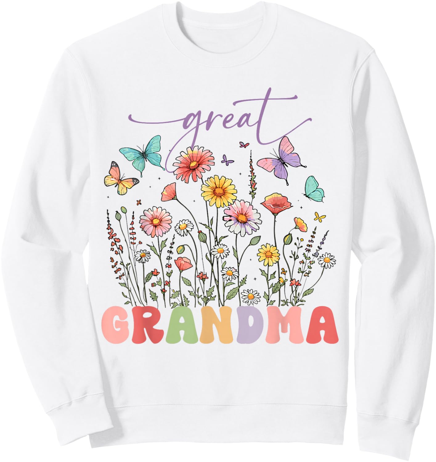 Wildflowers Great Grandma Floral Mother's Day Great Grandma Sweatshirt - Sweatshirt | White