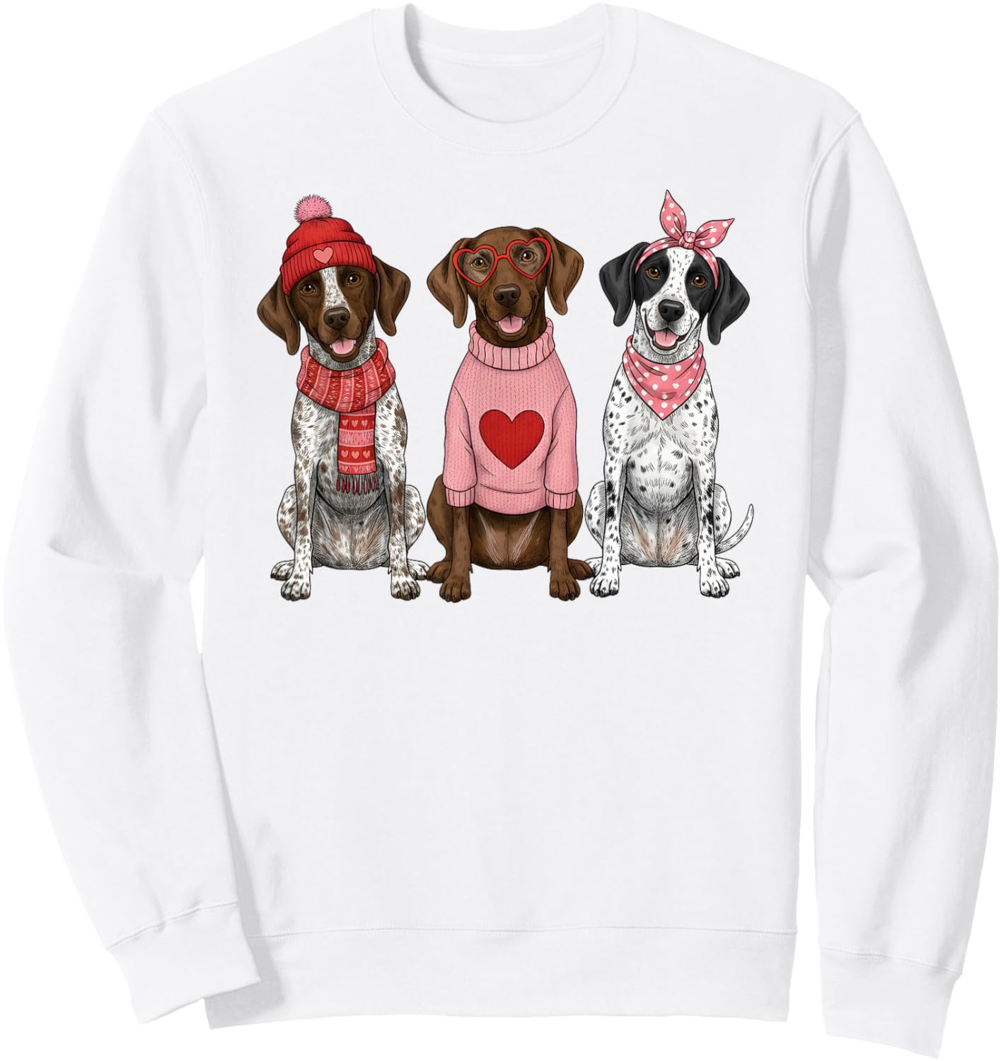 Cute German Shorthaired Pointer Valentine GSP Dog Sweatshirt - Sweatshirt | White