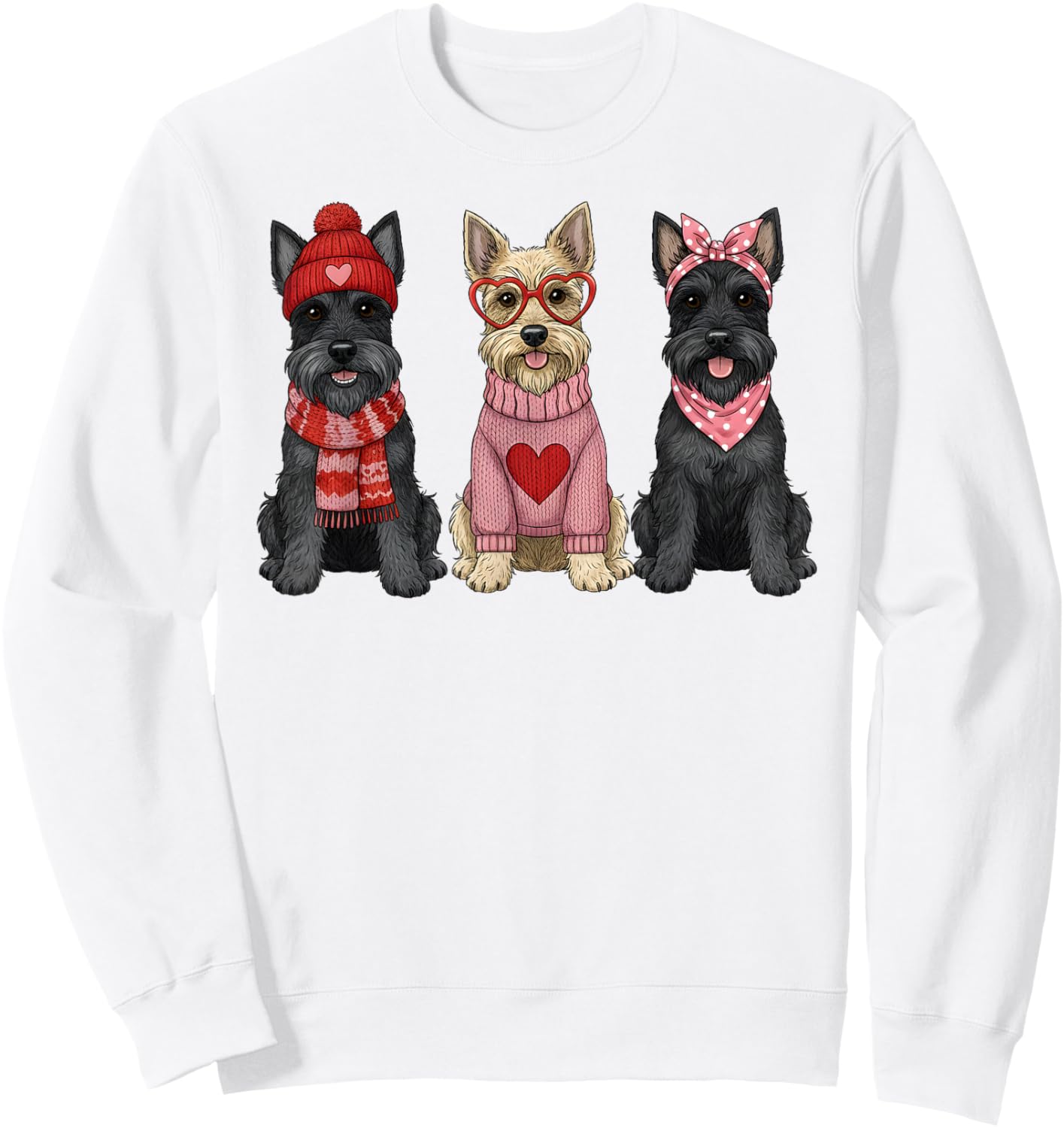 Cute Scottish Terrier Valentine Scottie Dog Sweatshirt - Sweatshirt | White