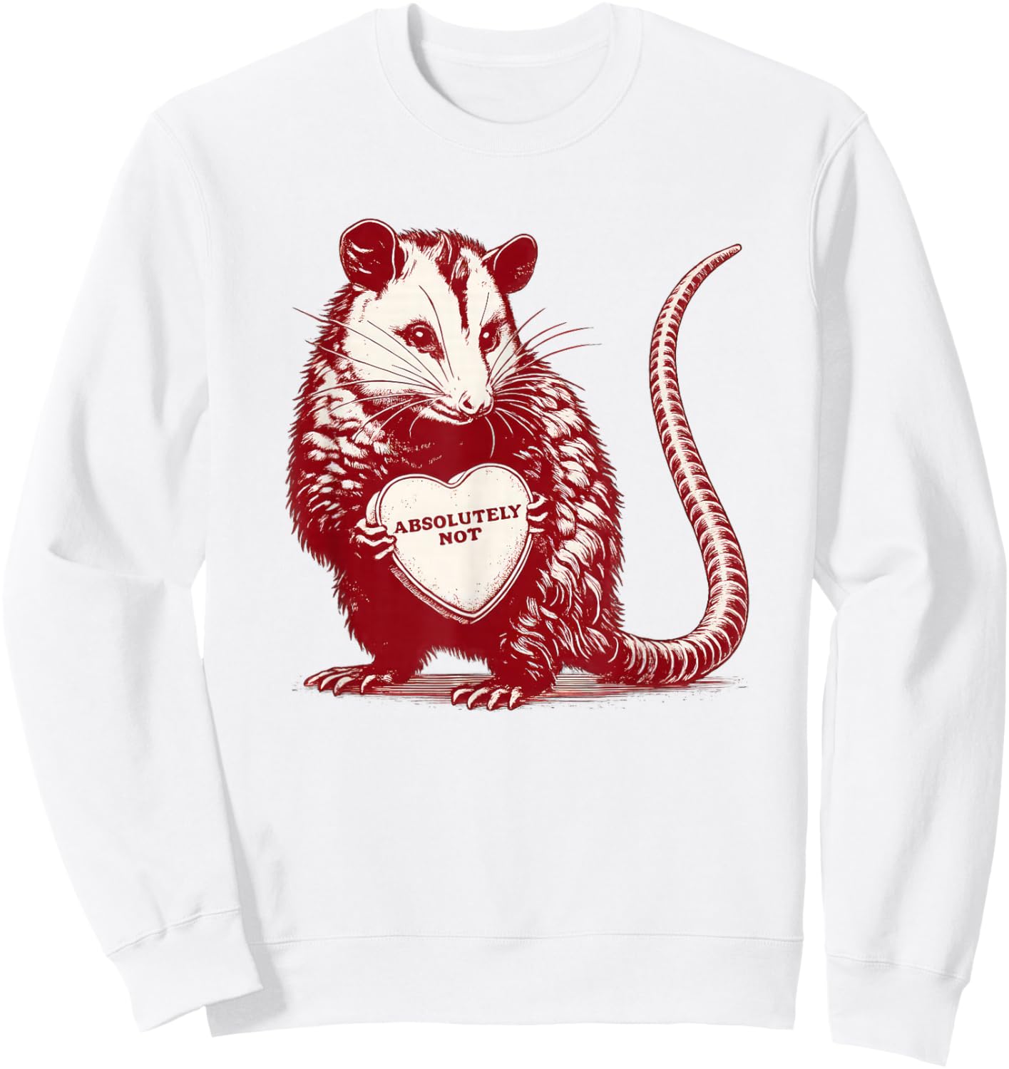 Absolutely Not Opossum Funny Valentine Animal Heart Sweatshirt - Sweatshirt | White