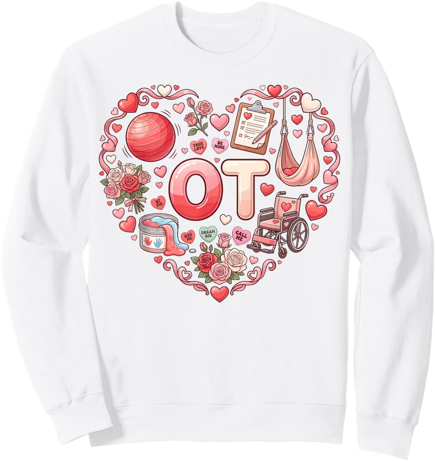 Groovy Occupational Therapy Valentines ot Conversation Heart Sweatshirt - Sweatshirt | White