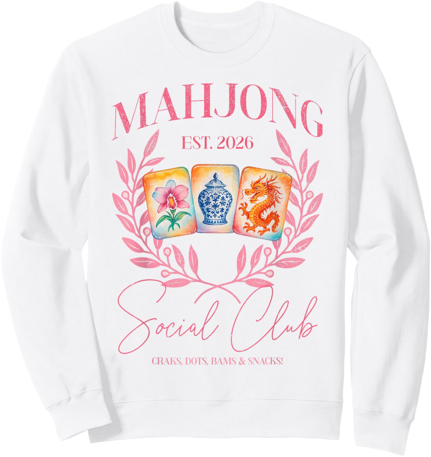 Mahjong Social Club 2026 Mahjong Love Playing Chinese Game Sweatshirt - Sweatshirt | White