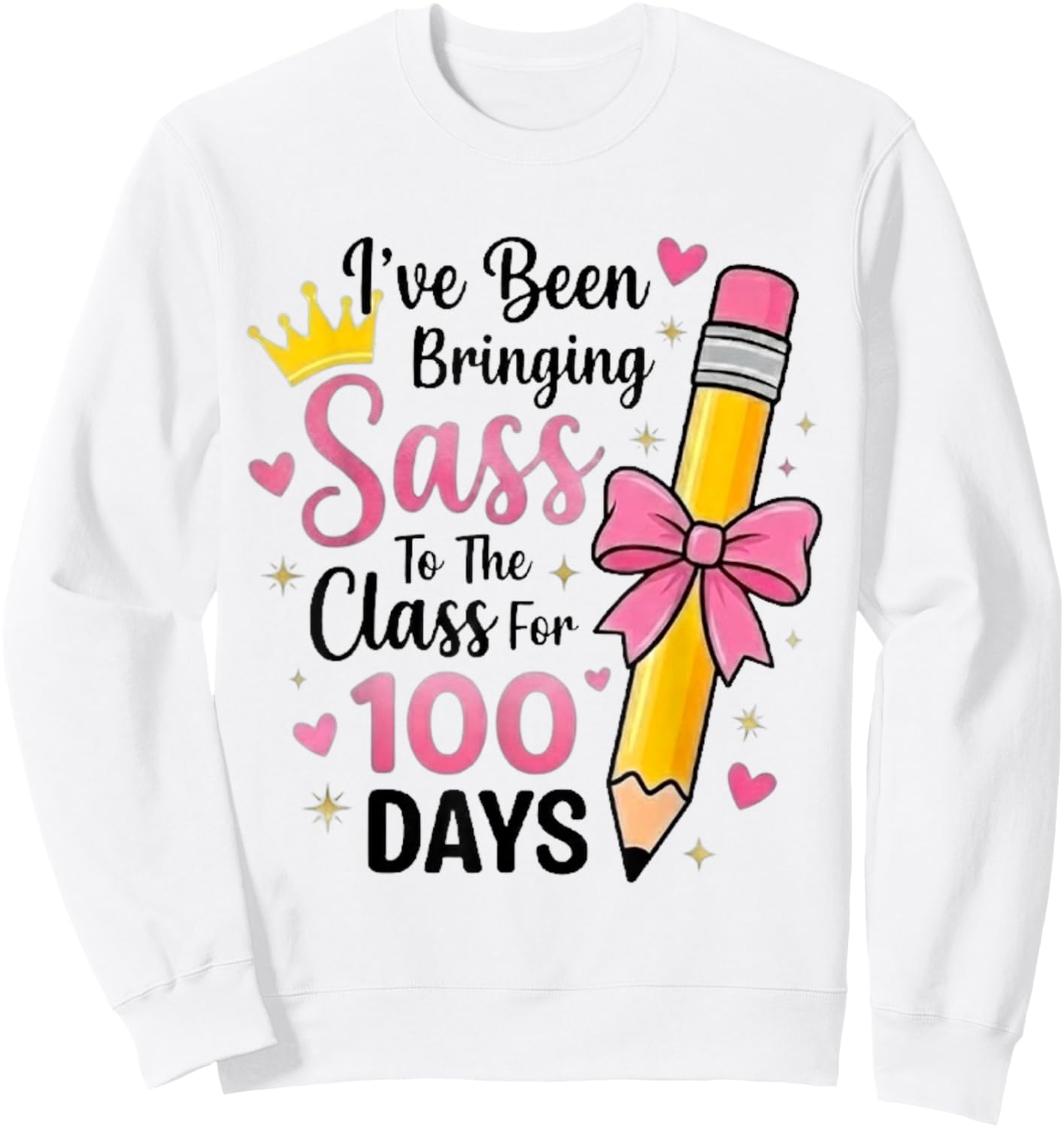 Bringing Sass to The Class for 100 Days of School Bow Girls Sweatshirt - Sweatshirt | White