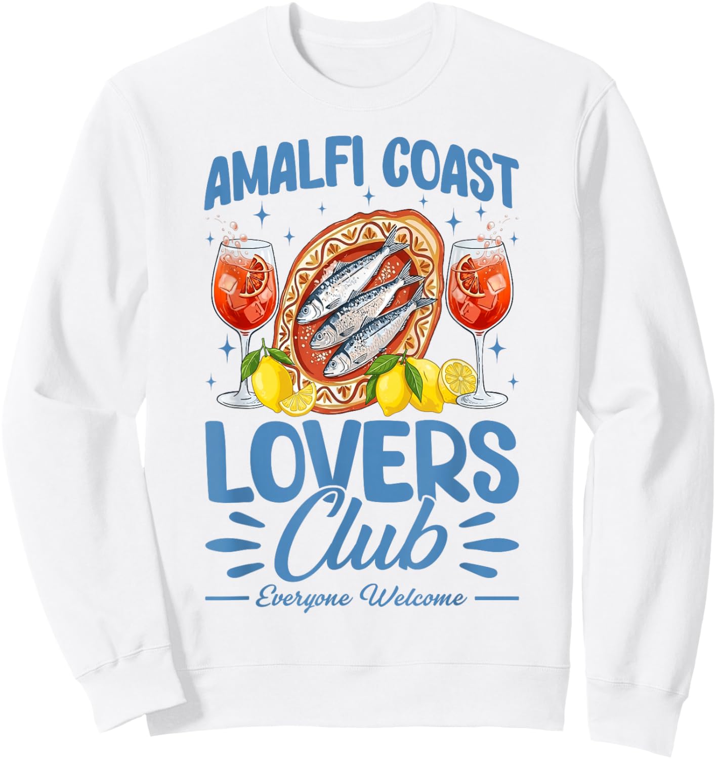 Retro Amalfi Coast Lovers Club Italy Travel Summer Vacation Sweatshirt - Sweatshirt | White