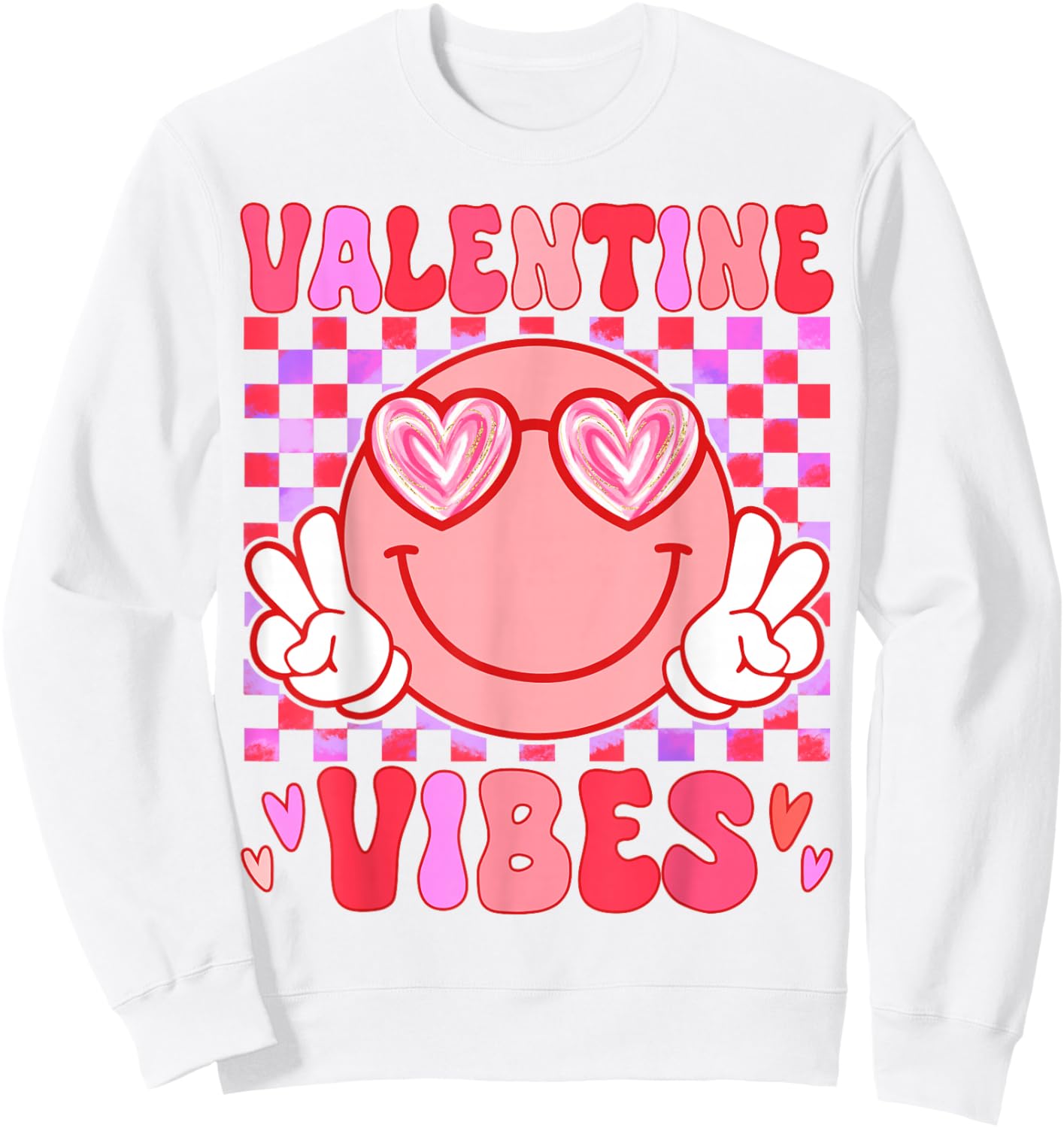 Preppy Valentine Vibes Girl Happy Valentines Day Sweatshirt - Sweatshirt | White