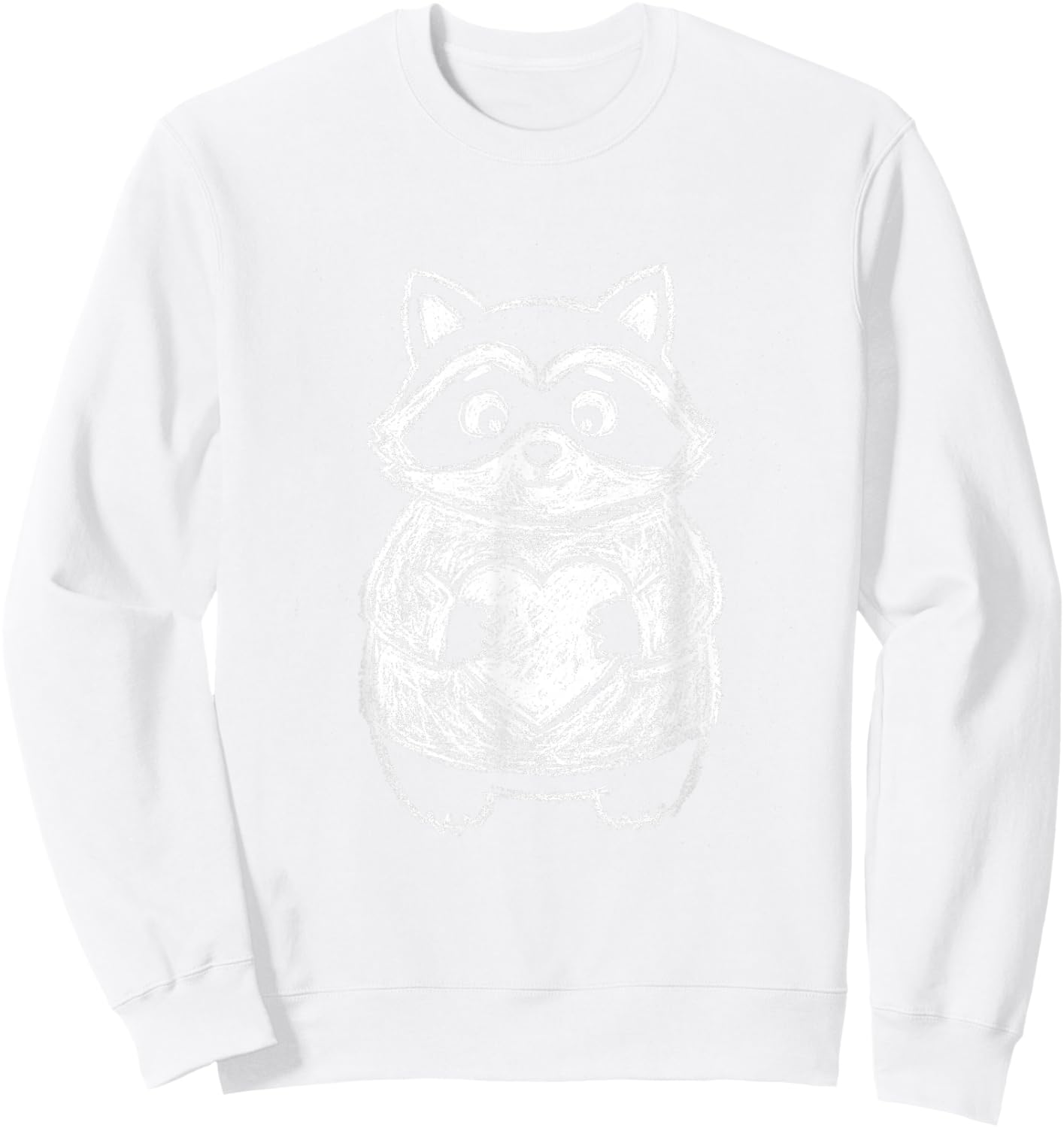 Ugly Racoon Sketch w Heart Cute Kids Valentines Days Sweatshirt - Sweatshirt | White
