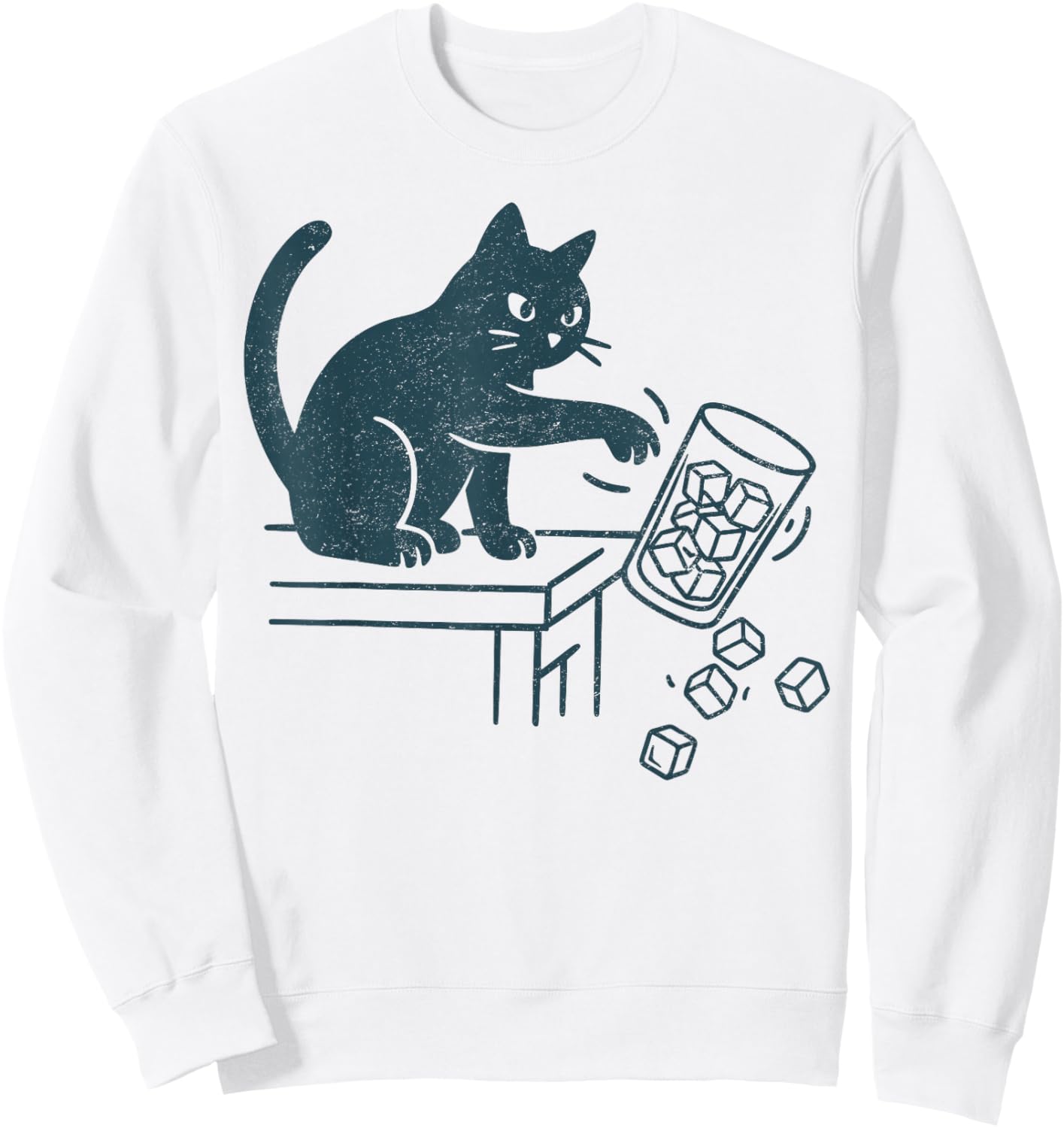 Abolish ICE Funny Black Cat Pushing Ice Cat Meme Men Women Sweatshirt - Sweatshirt | White