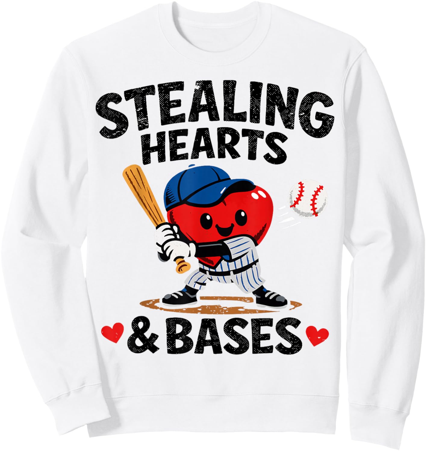 Stealing Hearts & Bases Valentine’s Day Baseball Love Sweatshirt - Sweatshirt | White