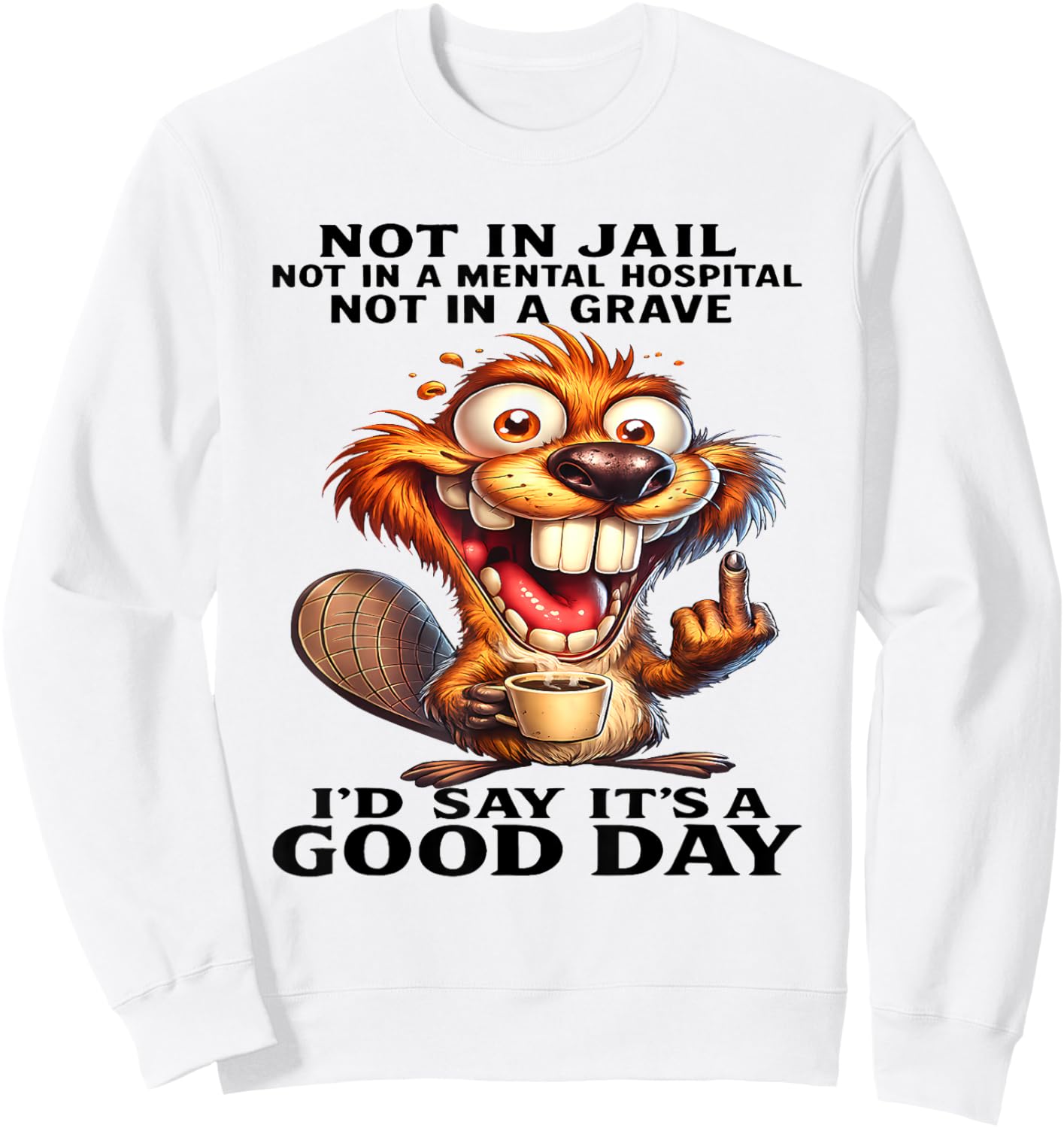 Beaver Not in Jail Not in A Mental Hospital Not in A Grave Sweatshirt - Sweatshirt | White