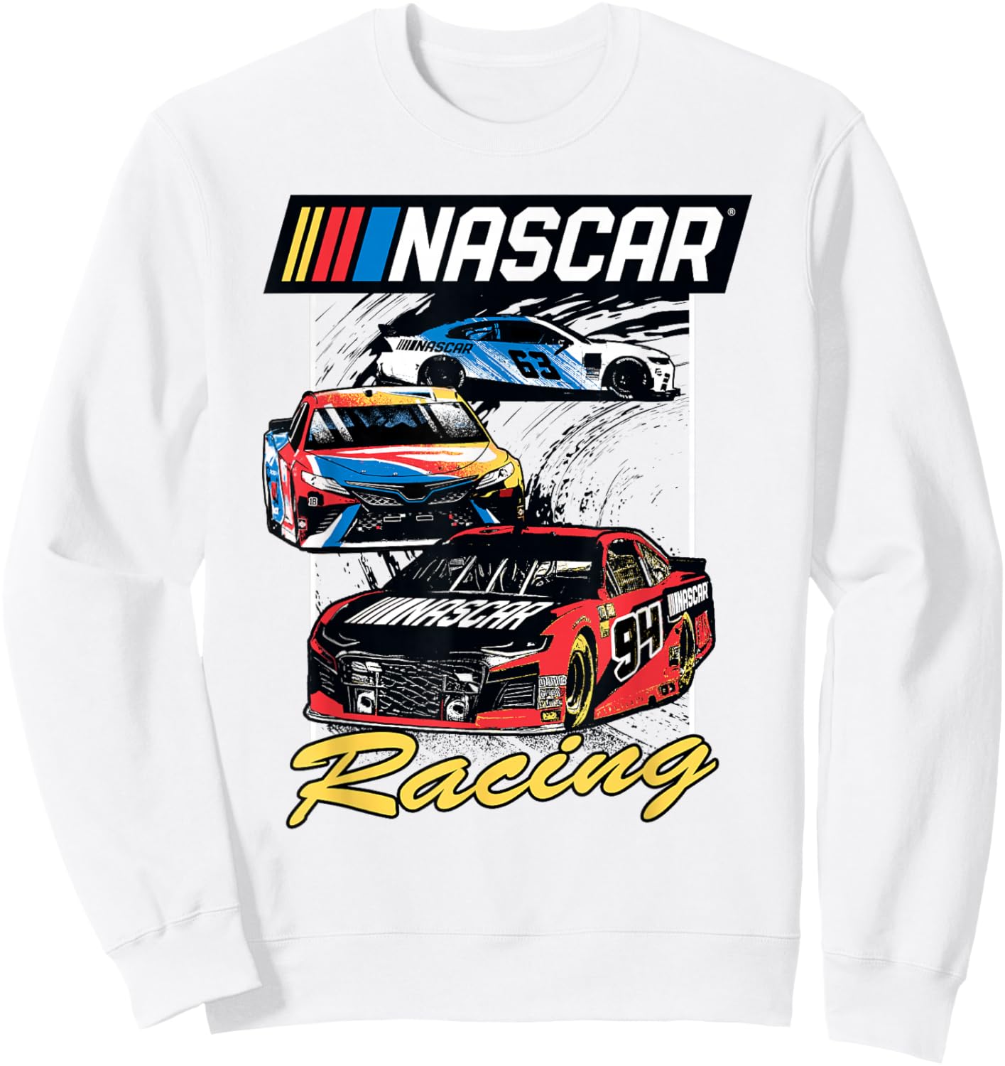 NASCAR Full Color Racers Distressed Poster Sweatshirt - Sweatshirt | White