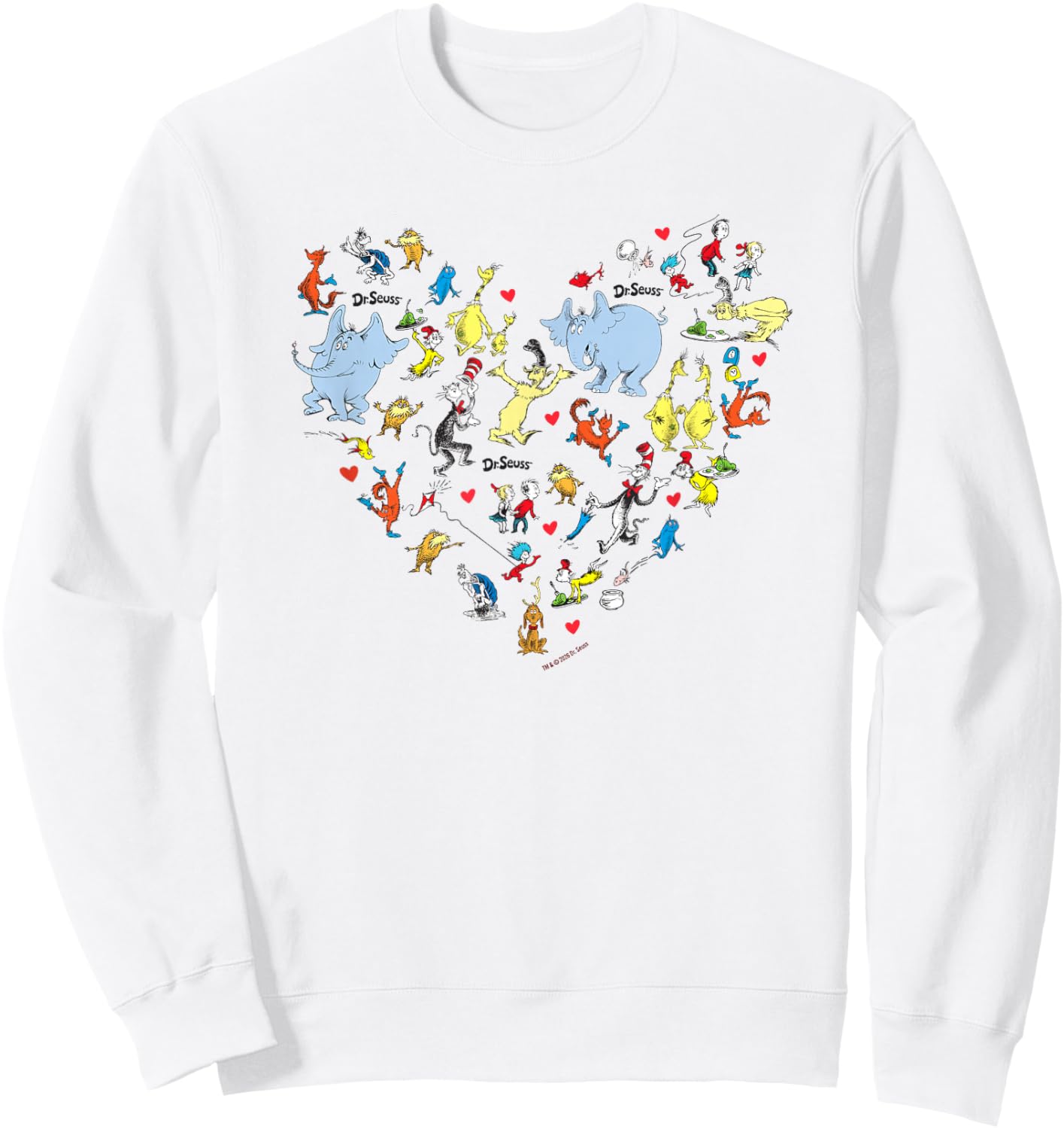 The Cat in The Hat Characters and Hearts Officially Licensed Sweatshirt - Sweatshirt | White