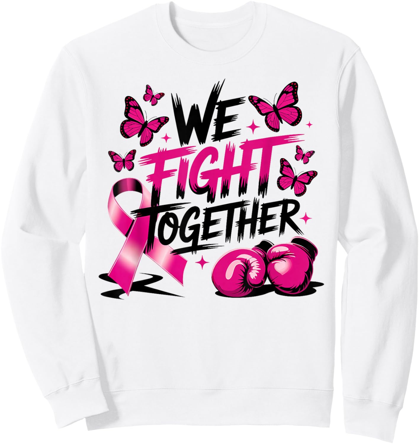 We Fight Together Breast Cancer Awareness Support Squad Sweatshirt - Sweatshirt | White