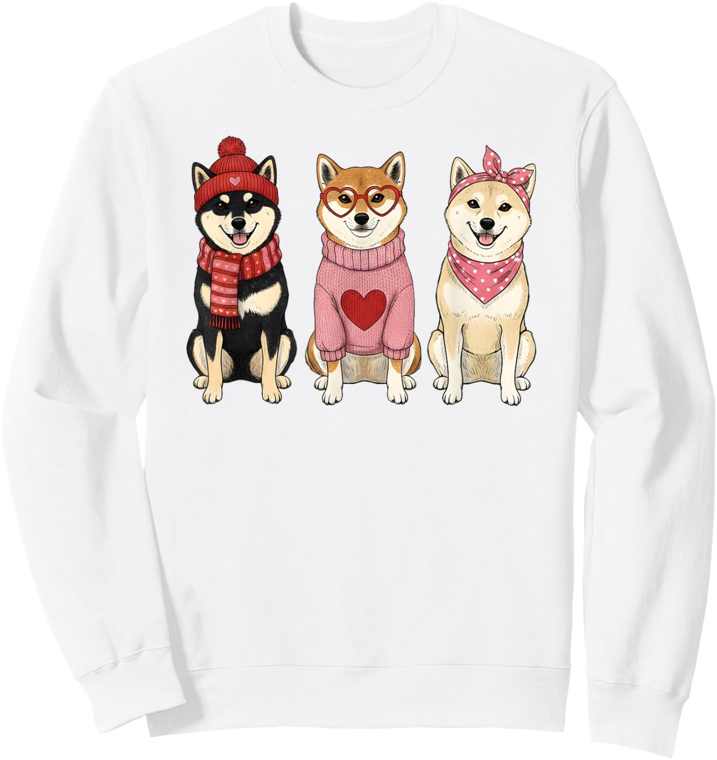 Cute Shiba Inu Valentine Dog Sweatshirt - Sweatshirt | White