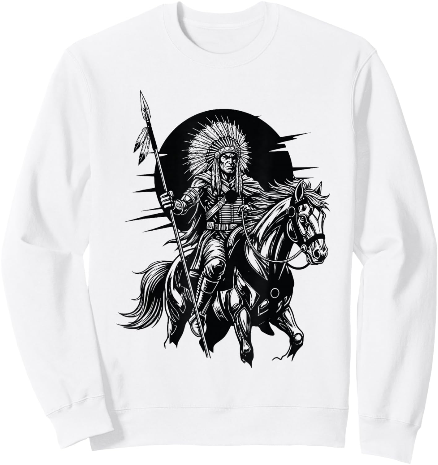 Native American Feather Indian Chief Headdress Pride Artwork Sweatshirt - Sweatshirt | White
