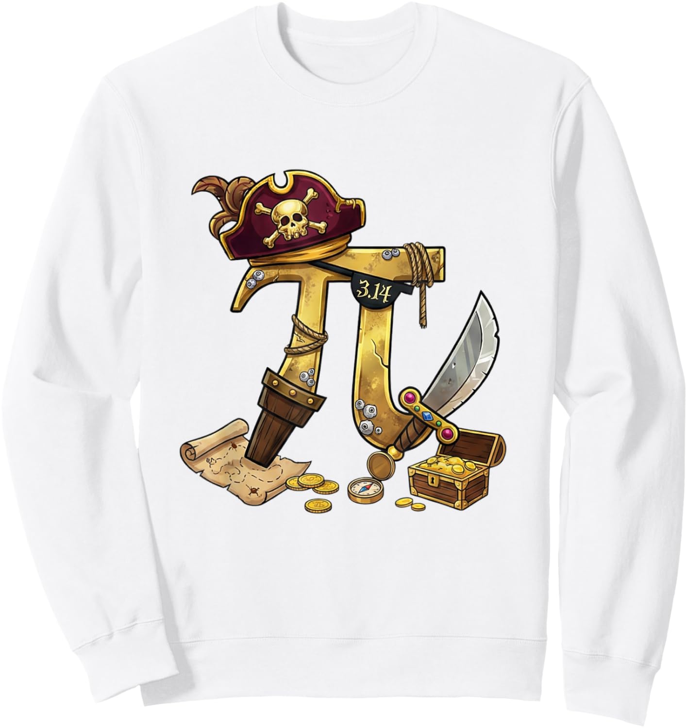Pi Rate Pirate Pi Day 3.14 Math Pun Nerd Men Women Kids Sweatshirt - Sweatshirt | White