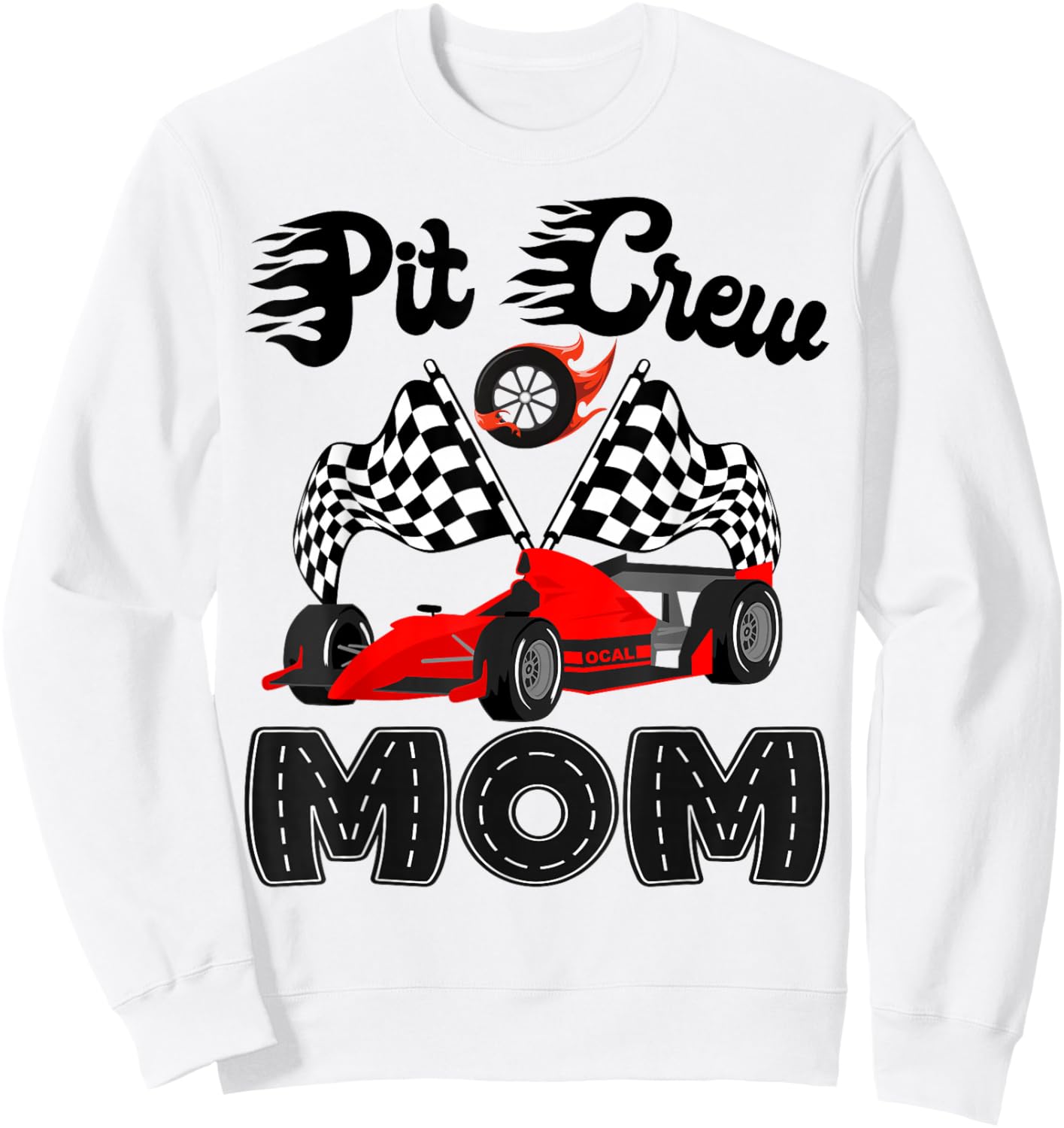 Pit Crew Mom Racing Car Birthday Boy Family Matching Sweatshirt - Sweatshirt | White