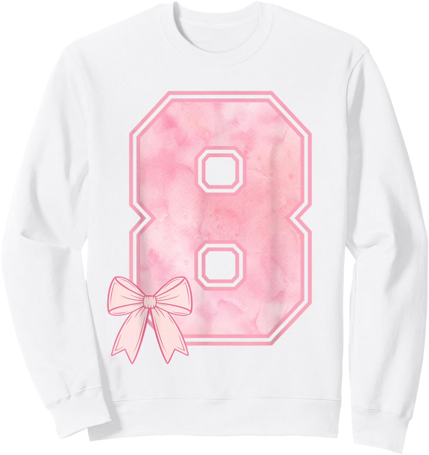 8th Coquette Birthday Party Eight Year Old Girl Coquette Bow Sweatshirt - Sweatshirt | White