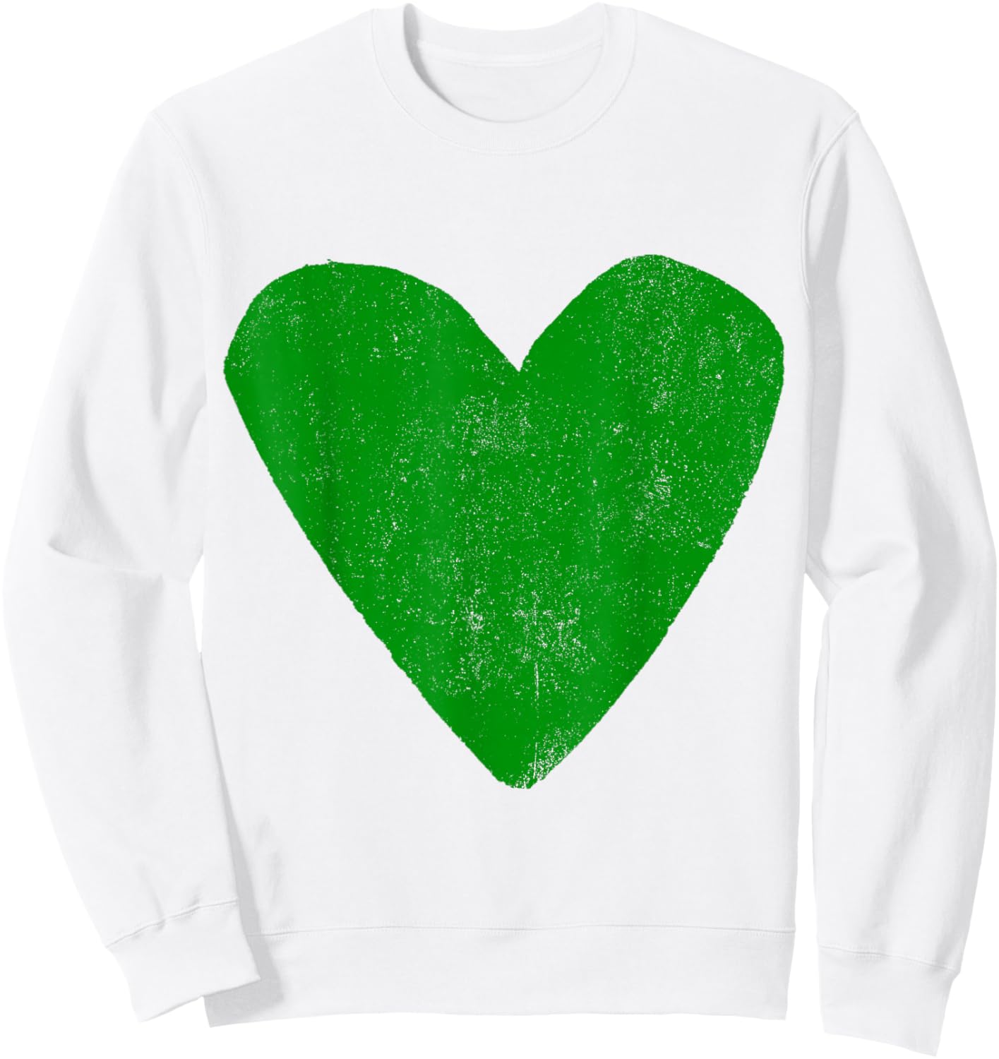 Love Heart Emerald Green Color White Sweatshirt - Sweatshirt | White