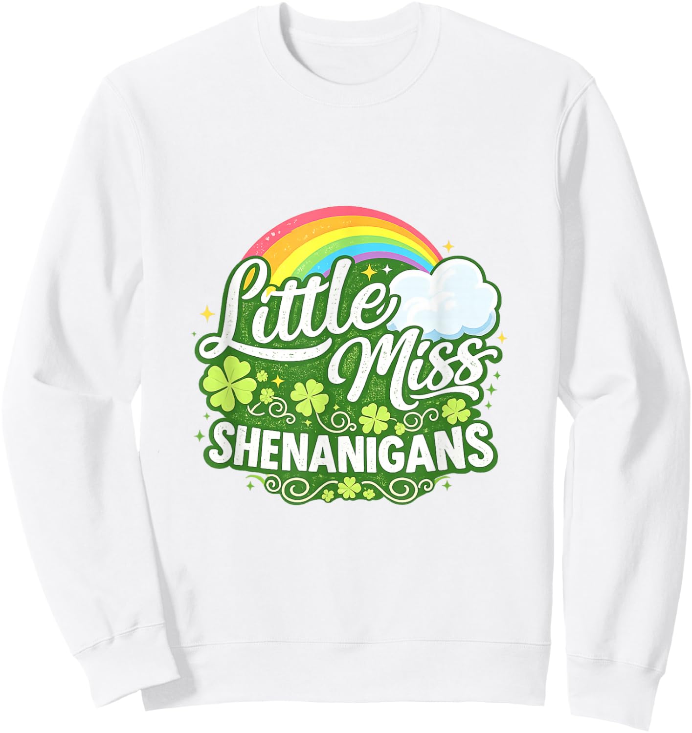 Little Miss Shenanigans St Patrick's Day Kids Girls Toddler Sweatshirt - Sweatshirt | White