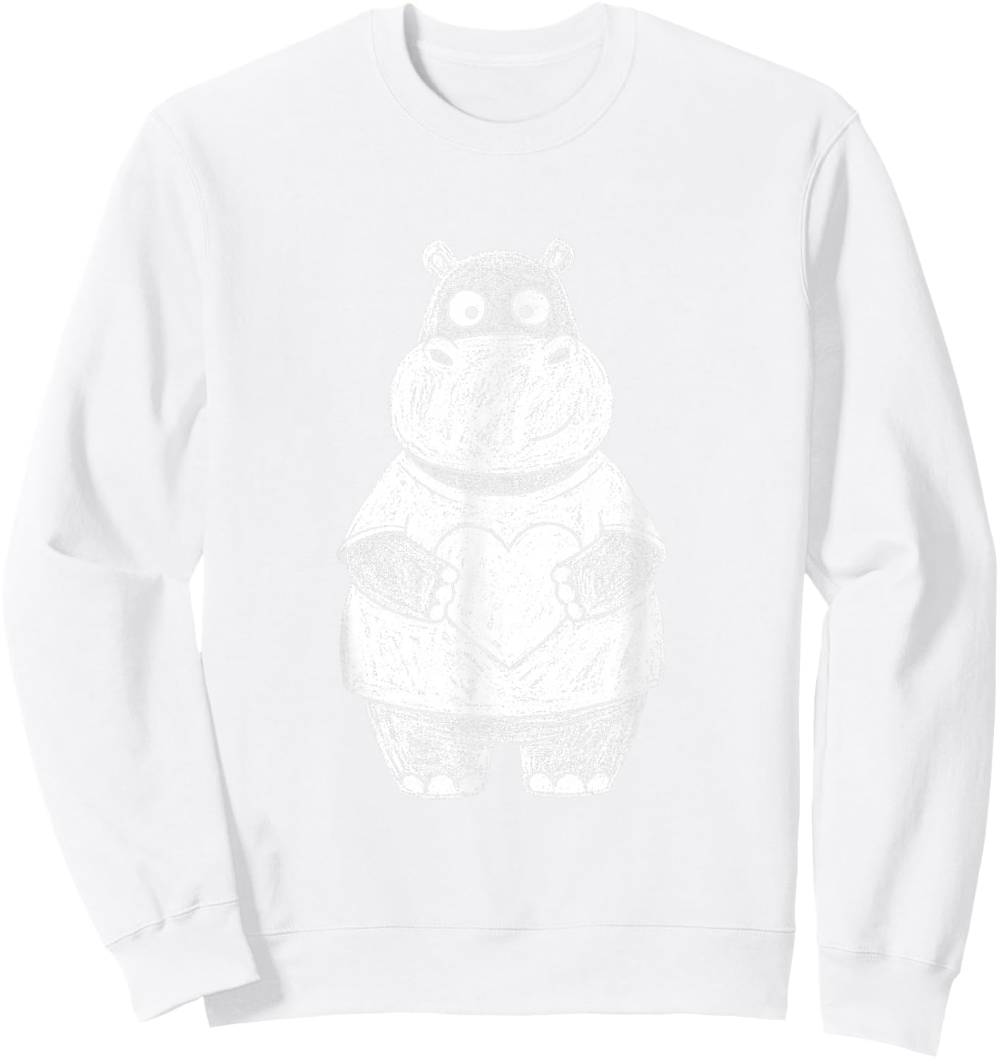 Ugly Hippo Sketch Cute Kids Valentines Days Sweatshirt - Sweatshirt | White