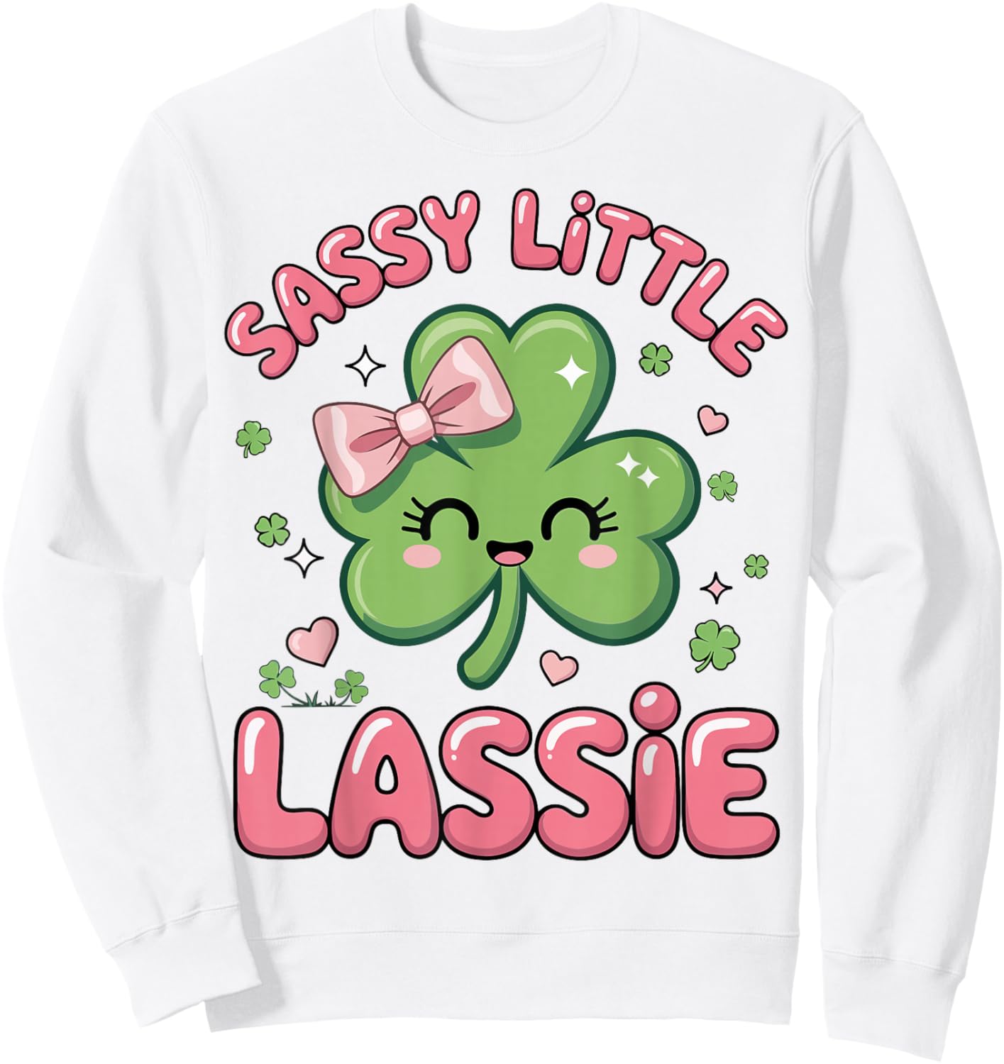 Toddler St Patricks Day Sassy Little Lassie Irish Girl Baby Sweatshirt - Sweatshirt | White
