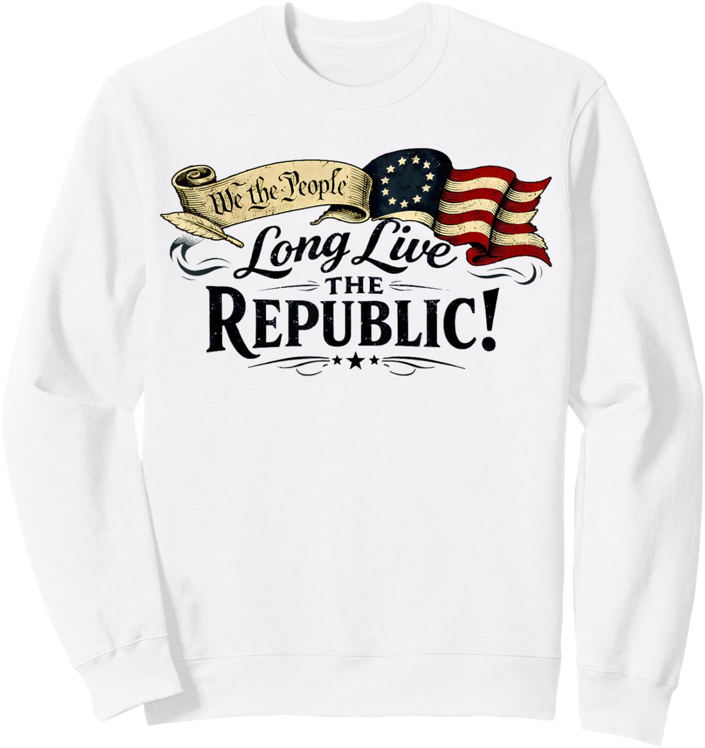 Long Live The Republic USA 1776 2026 Patriotic 4th of July Sweatshirt - Sweatshirt | White