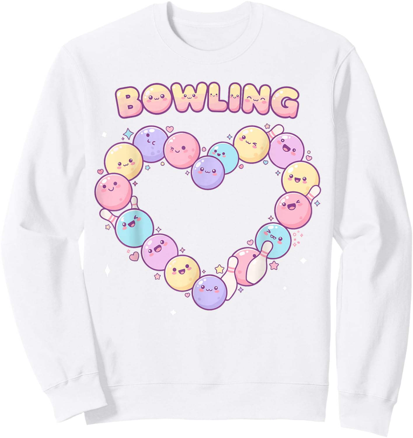 Bowling Shirts Retro, Bowling Love Rainbow Heart Sweatshirt - Sweatshirt | White