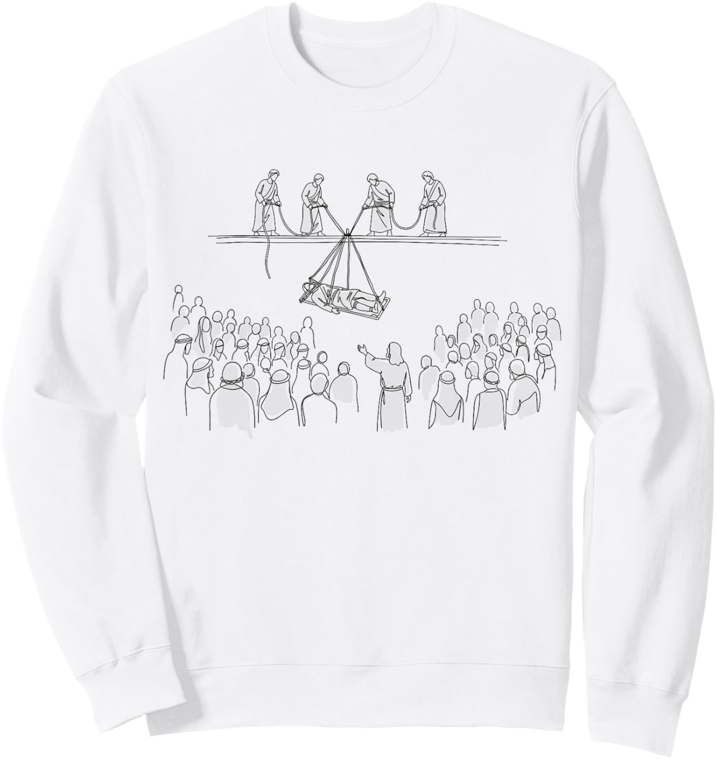 Jesus Healing Paralyzed Man Christian Faith Based Religious Sweatshirt - Sweatshirt | White