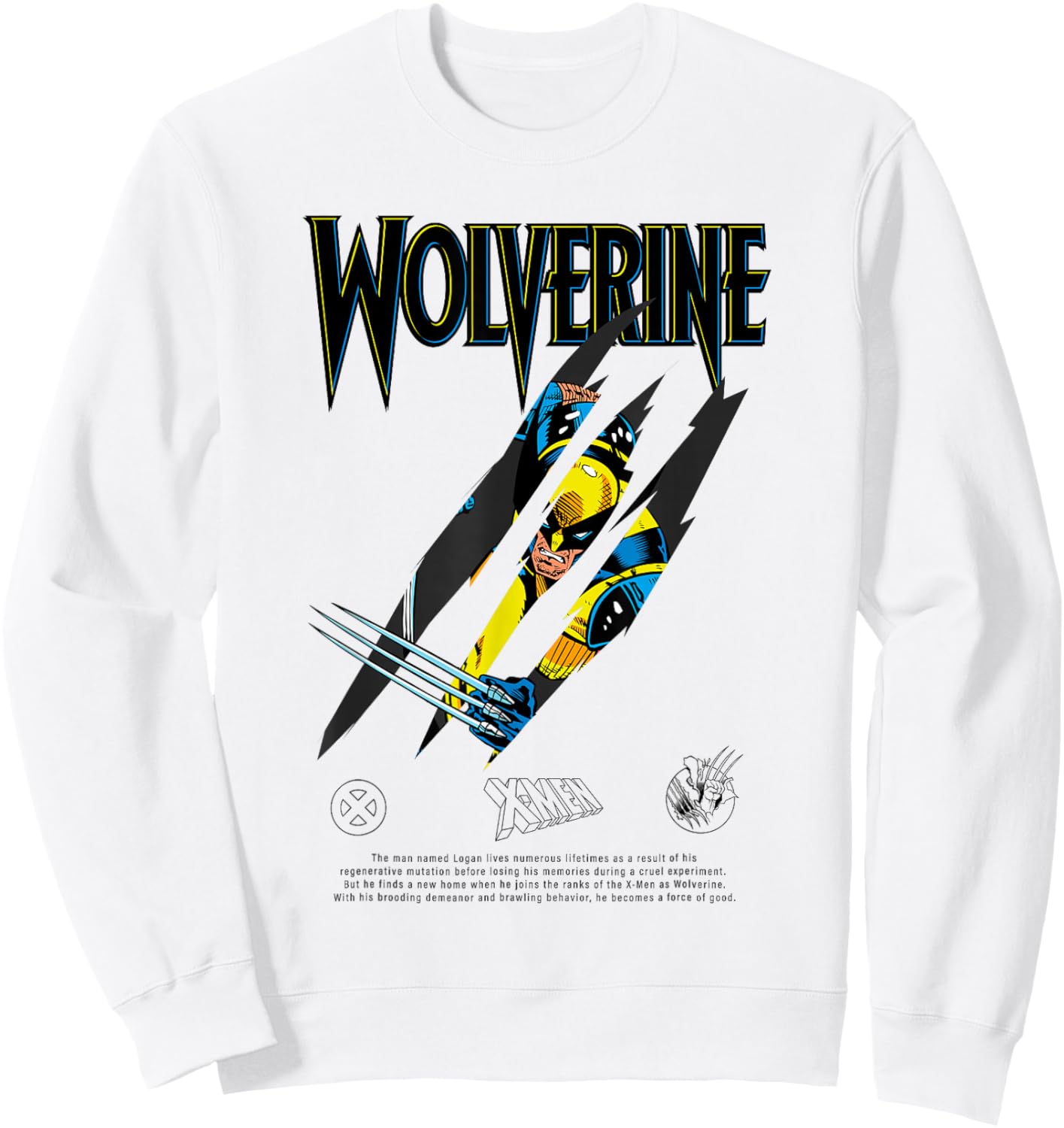 Marvel Comics X-Men Wolverine Claw Slash Sweatshirt - Sweatshirt | White