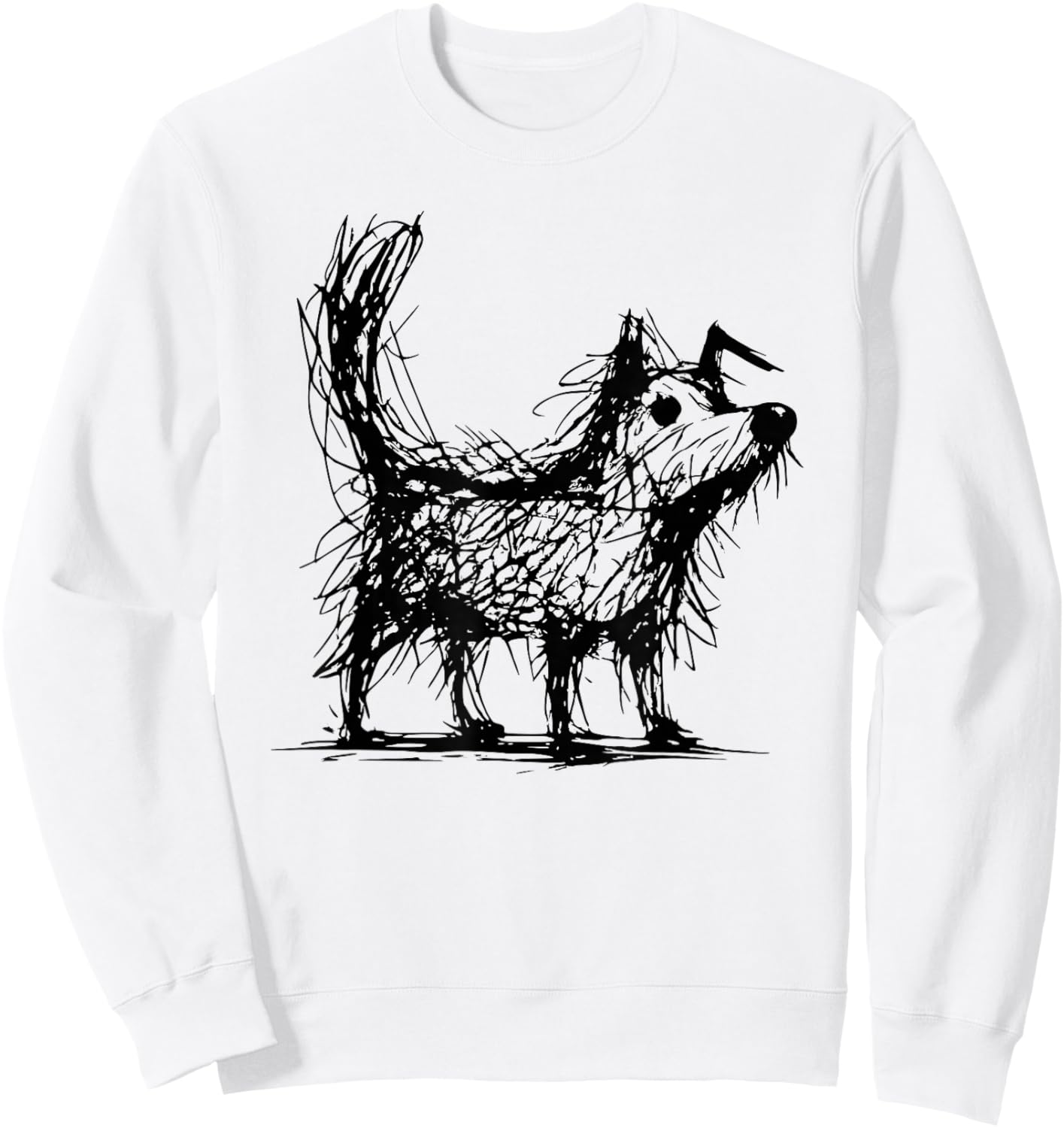 Minimal Line Art Minimalist Abstract Sketch Scribble Dog Sweatshirt - Sweatshirt | White