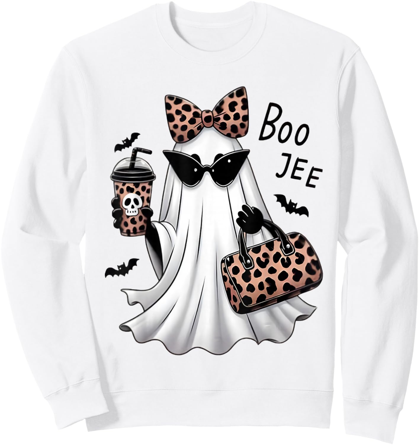 Boo JEE Ghost Spooky Vibes Halloween Boujee Women Funny Sweatshirt - Sweatshirt | White
