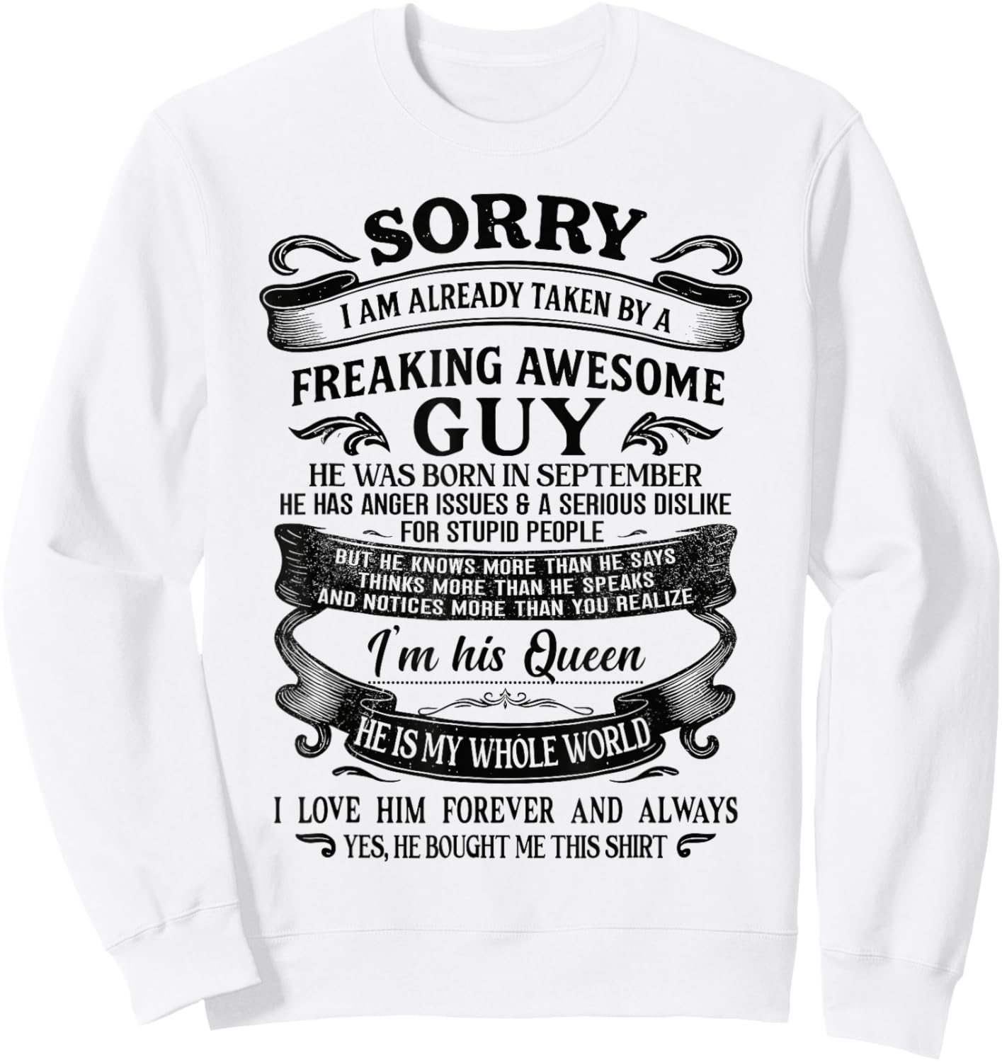 I Am Already Taken by Freaking Awesome Guy Born in September Sweatshirt - Sweatshirt | White