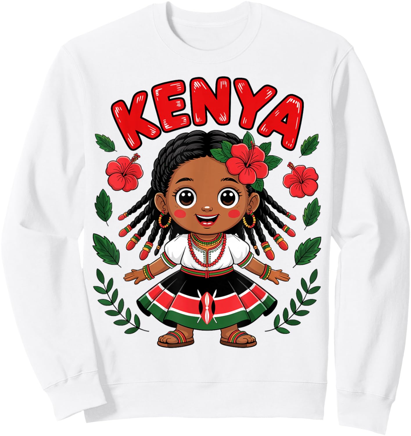 Cute Kenyan Girl in Traditional Dress for Kids Sweatshirt - Sweatshirt | White