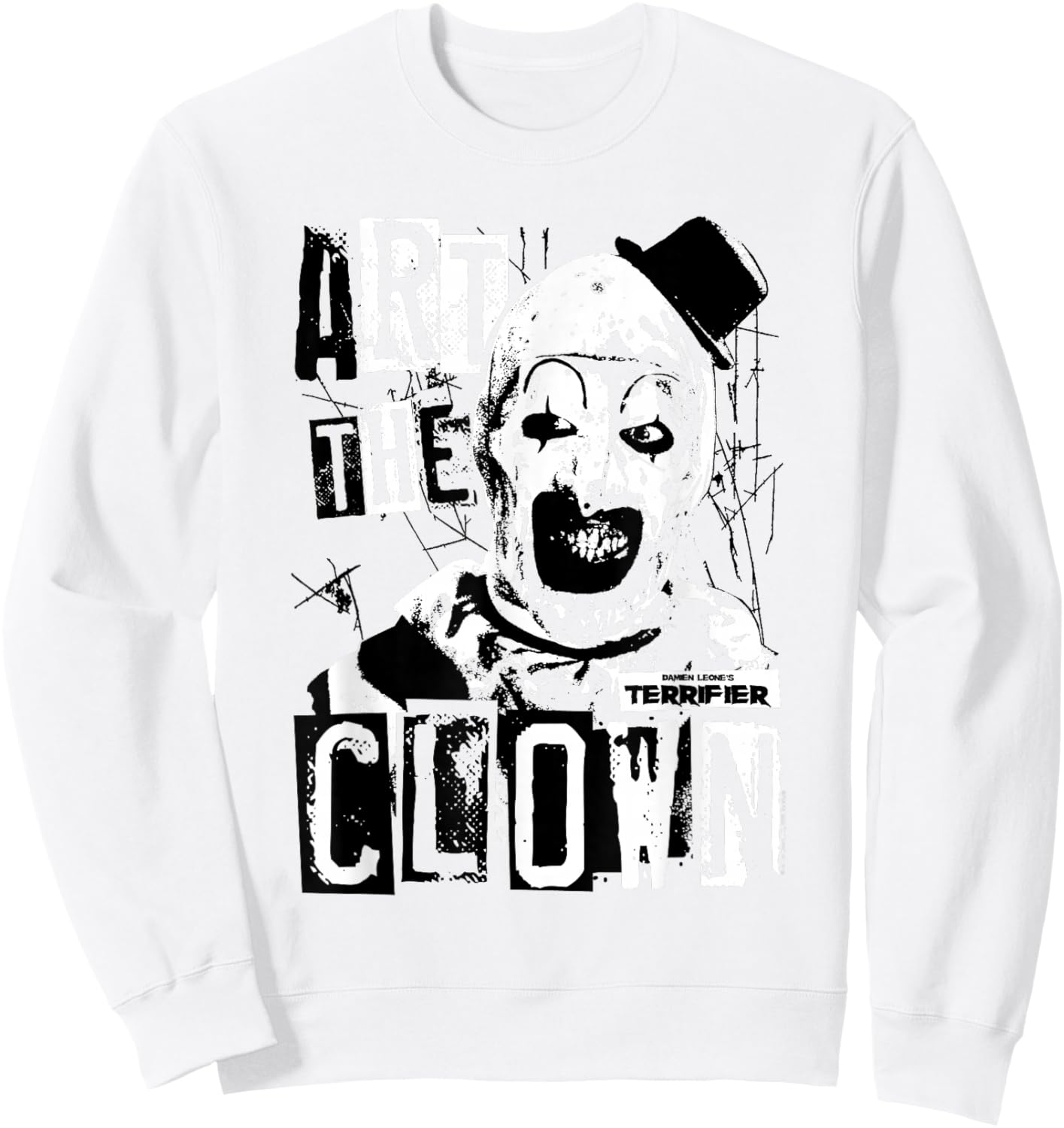 Terrifier Art The Clown Bloody Face High Contrast Horror Sweatshirt - Sweatshirt | White