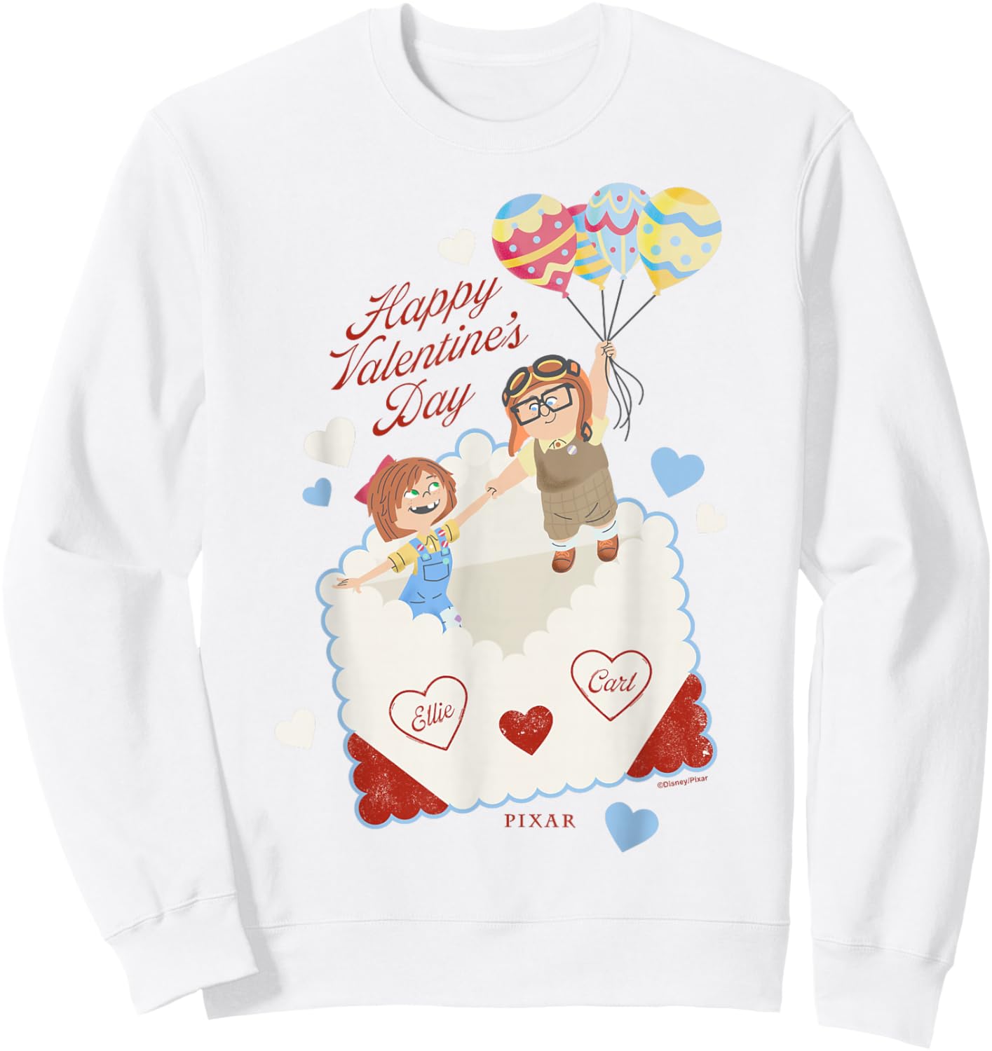 Disney Pixar Up Carl and Ellie Valentines Balloons Sweatshirt - Sweatshirt | White