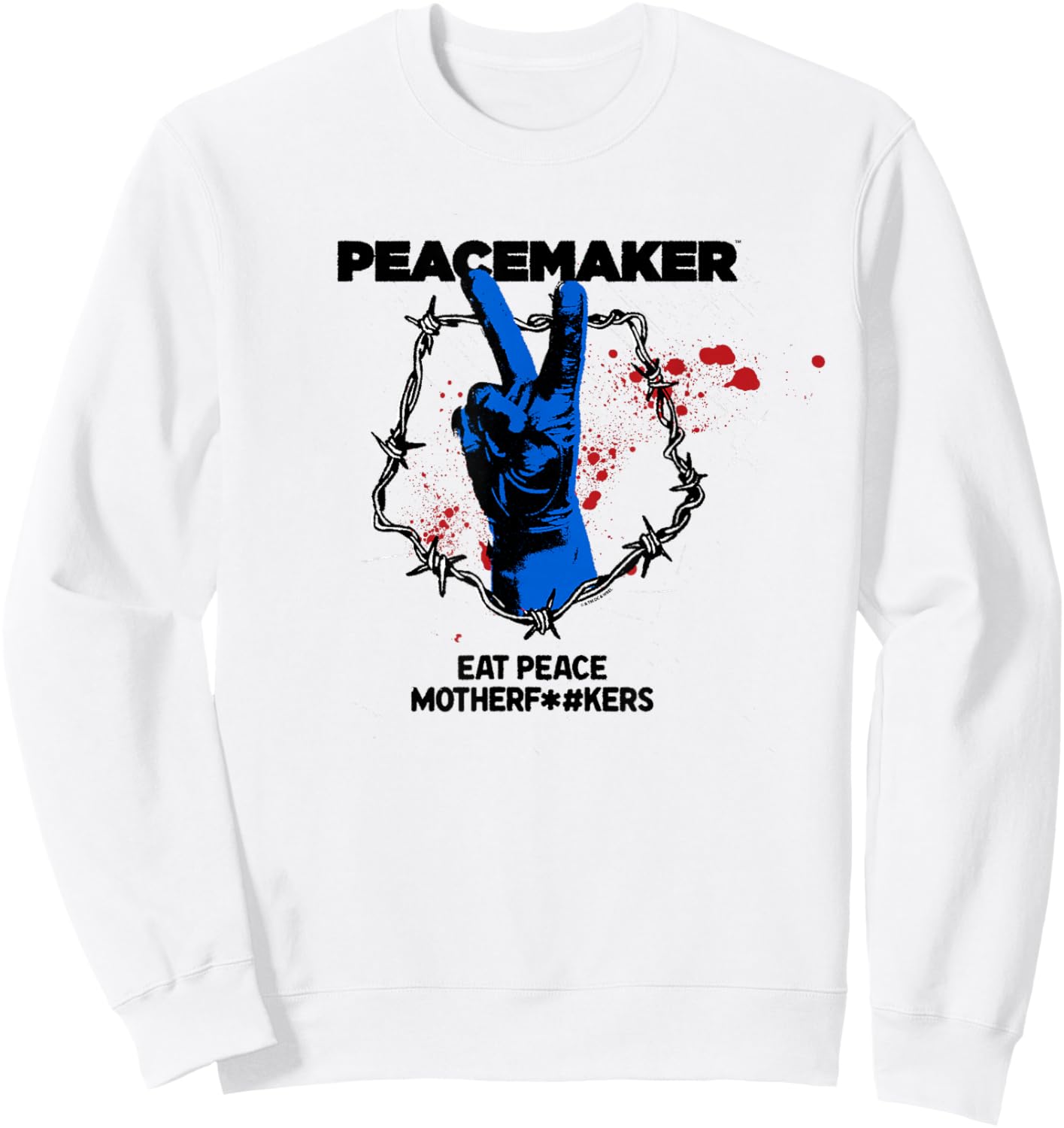 DC Comics Peacemaker Eat Peace Mother F... Portrait Sweatshirt - Sweatshirt | White
