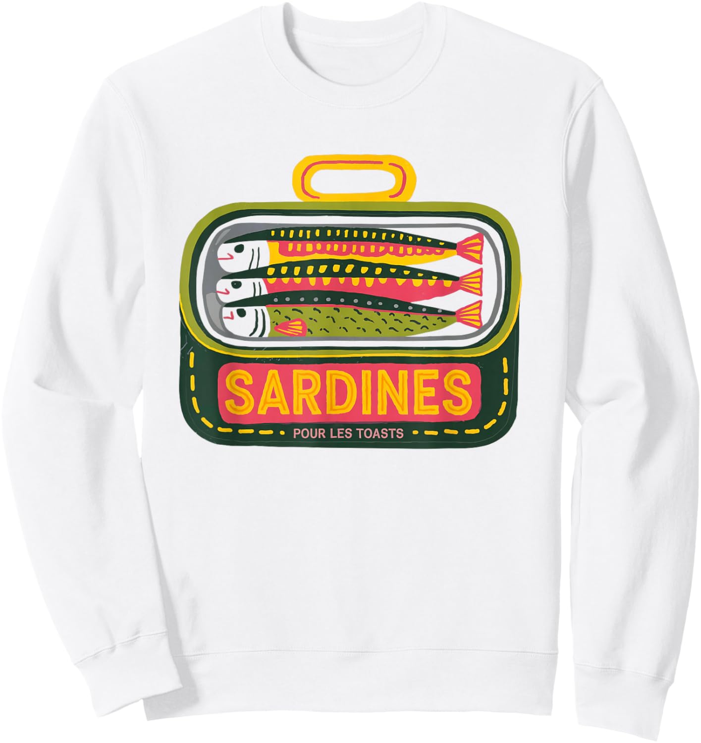Sardine Tin Pop Art Design Vintage Food Fish Sweatshirt - Sweatshirt | White