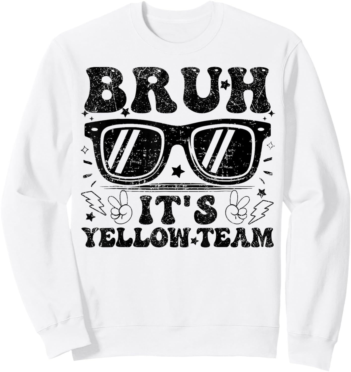 Field Day Bruh It's Yellow Team Teacher Boys Girl Peace Hand Sweatshirt - Sweatshirt | White