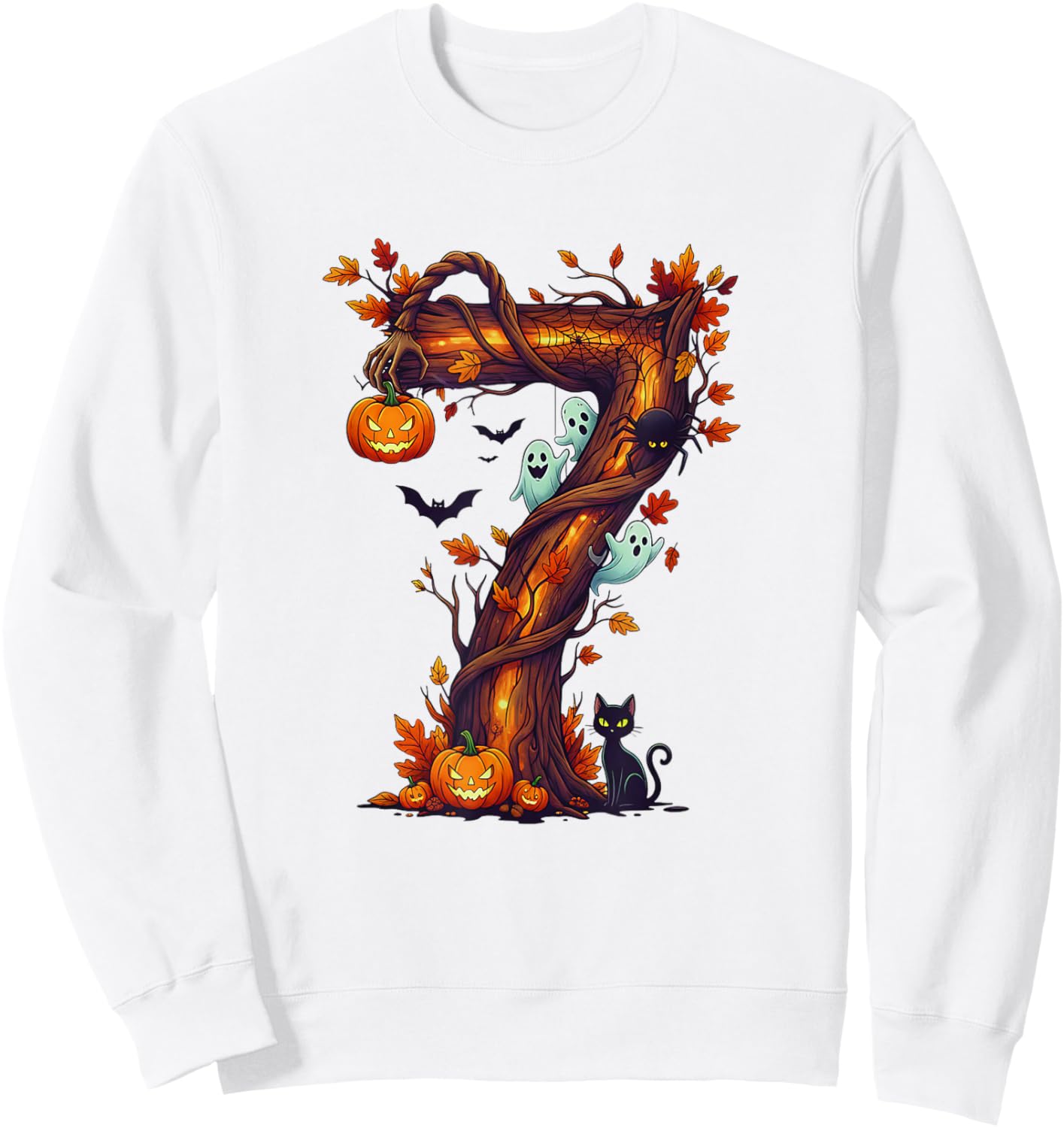 Number 7 67 Meme Halloween Pumpkin Costume Matching Group Sweatshirt - Sweatshirt | White