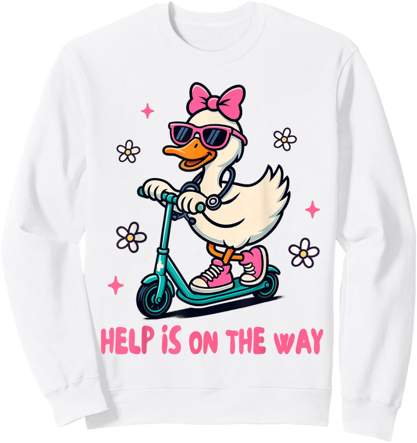 School Nurse Squad Nursing Silly Goose Help is On The Way Sweatshirt - Sweatshirt | White
