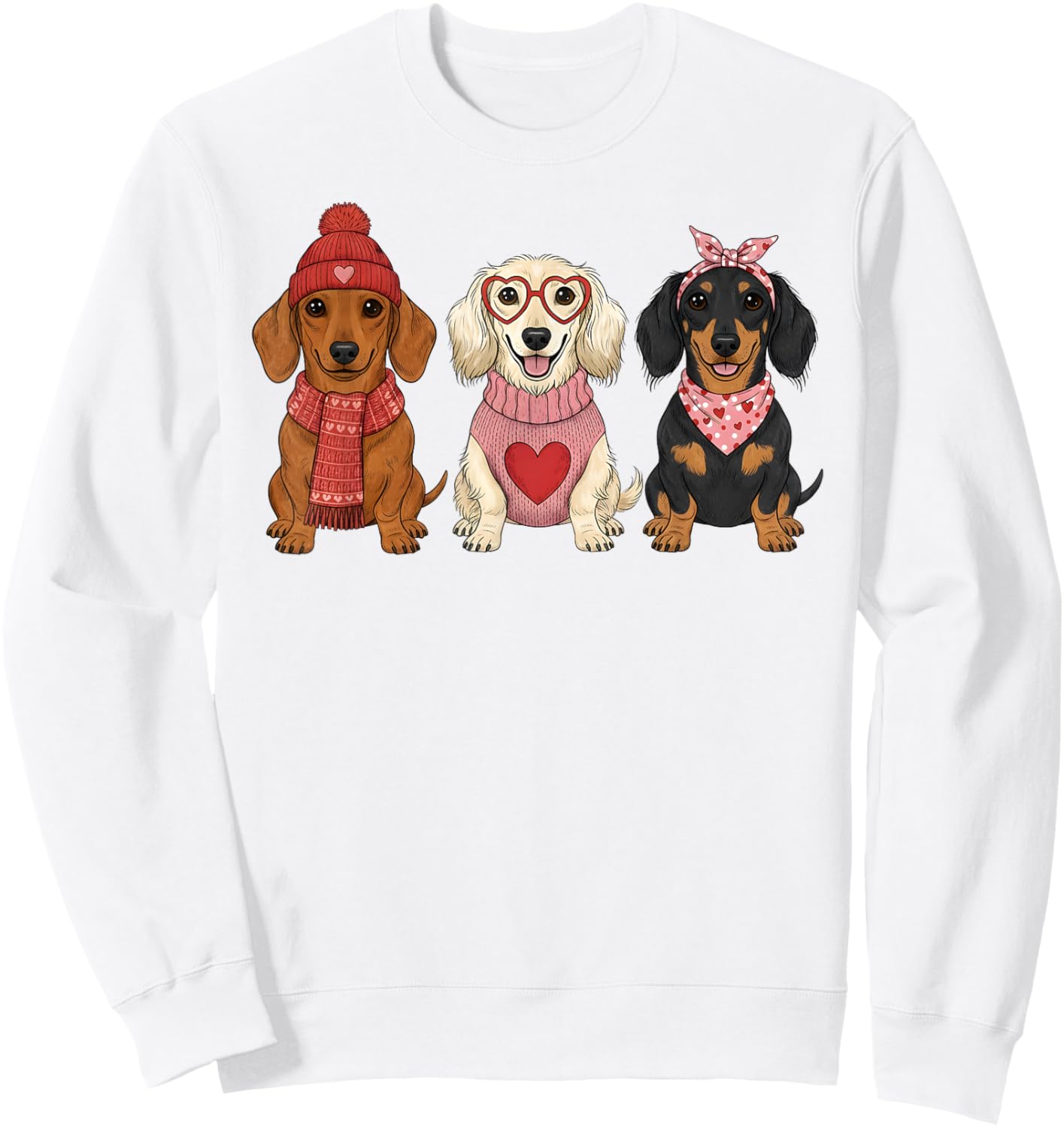 Cute Dachshund Valentine Weiner Dog Sweatshirt - Sweatshirt | White