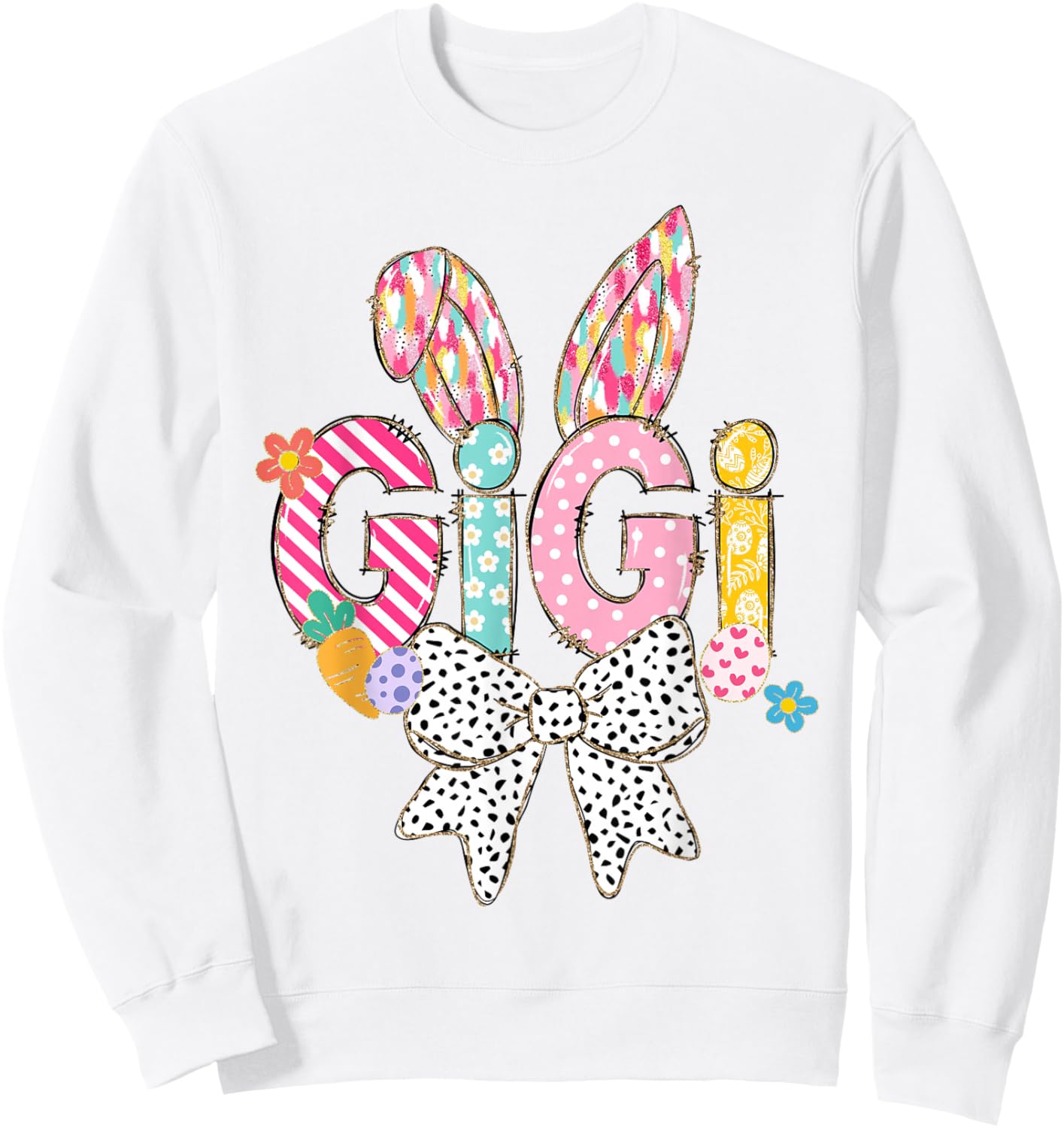 Gigi Easter Cute Grandma Easter Bow Coquette Granny Graphic Sweatshirt - Sweatshirt | White