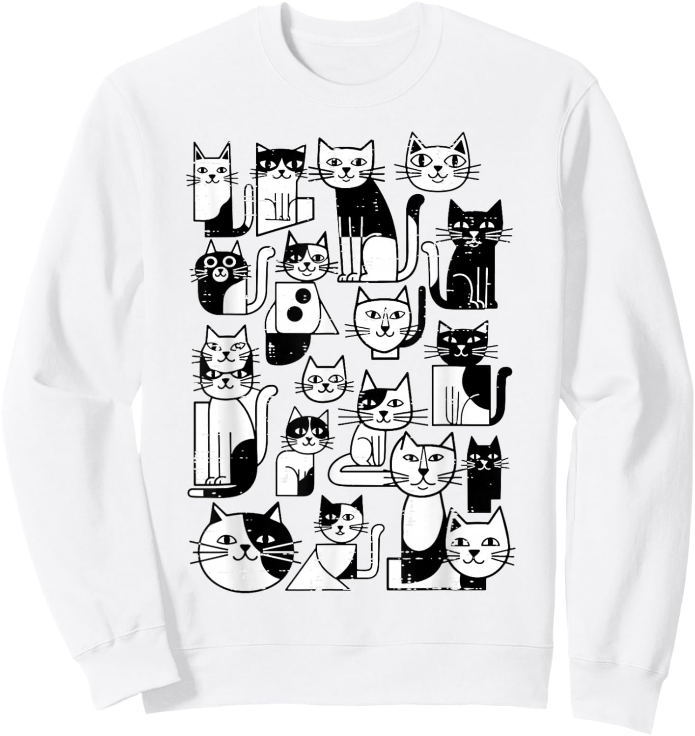 Cubism Cats Kitten Kitty Geometric Art Women Girls Kids Men Sweatshirt - Sweatshirt | White
