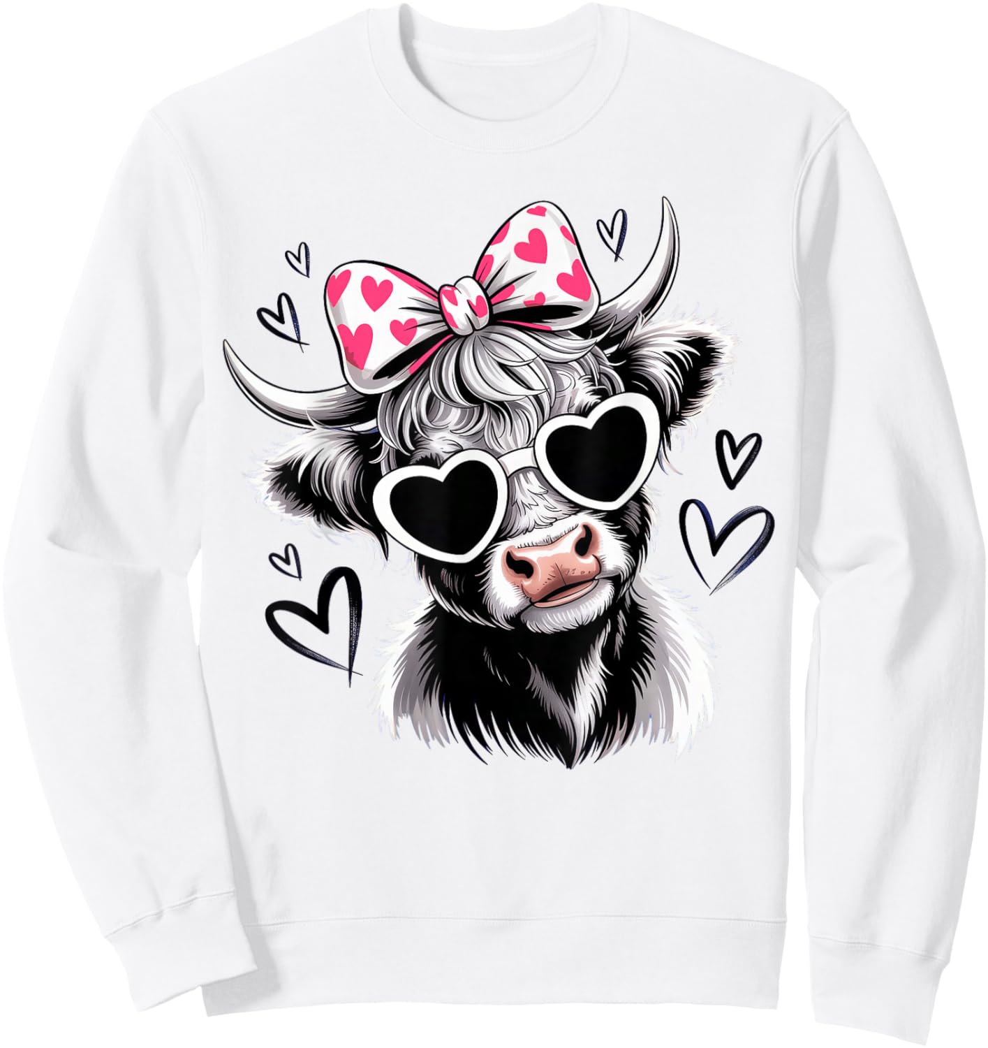 Valentine Highland Cow Sweatshirt - Sweatshirt | White