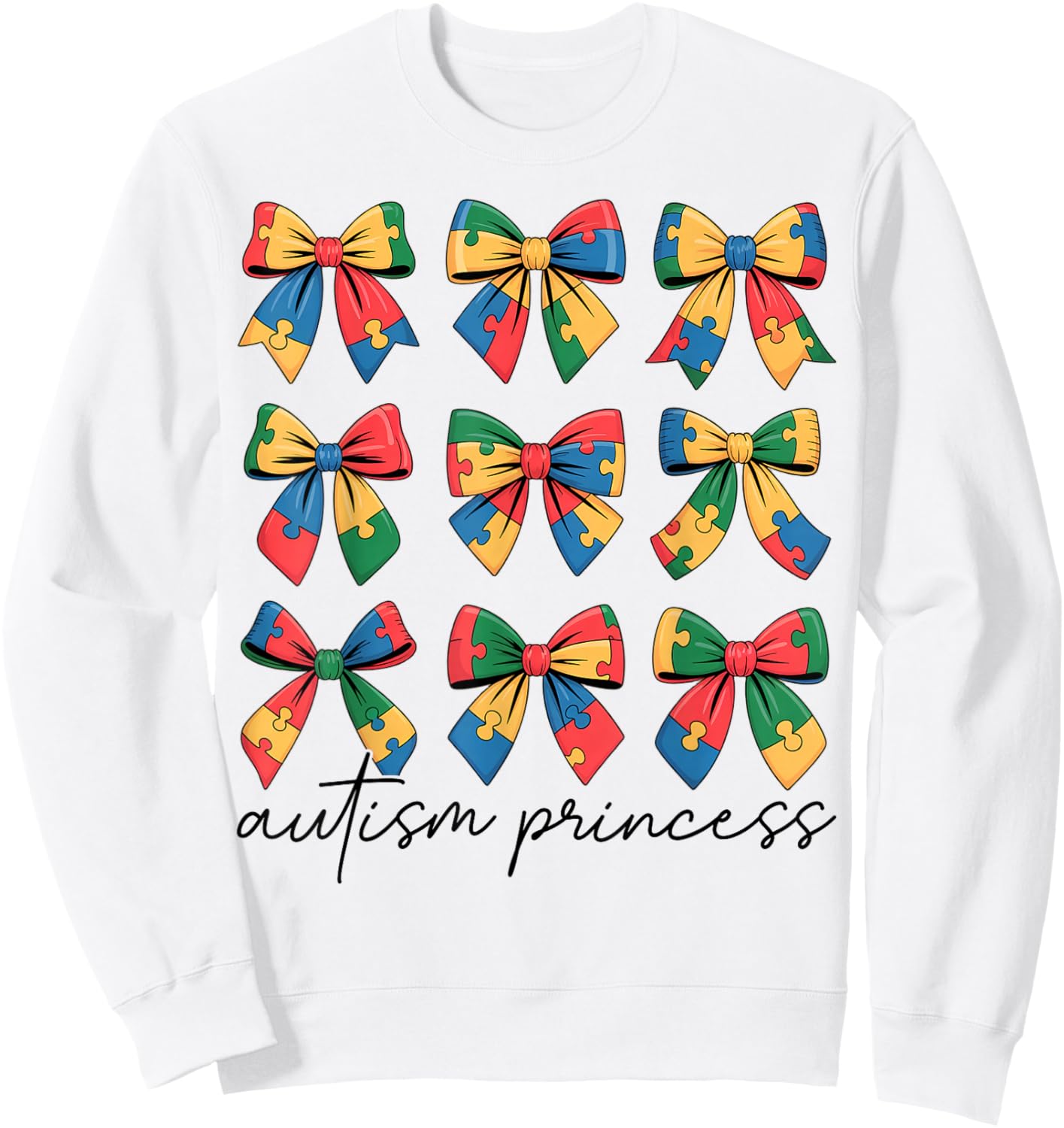 Autism Princess Coquette Bow Daughter Autism Awareness Girls Sweatshirt - Sweatshirt | White