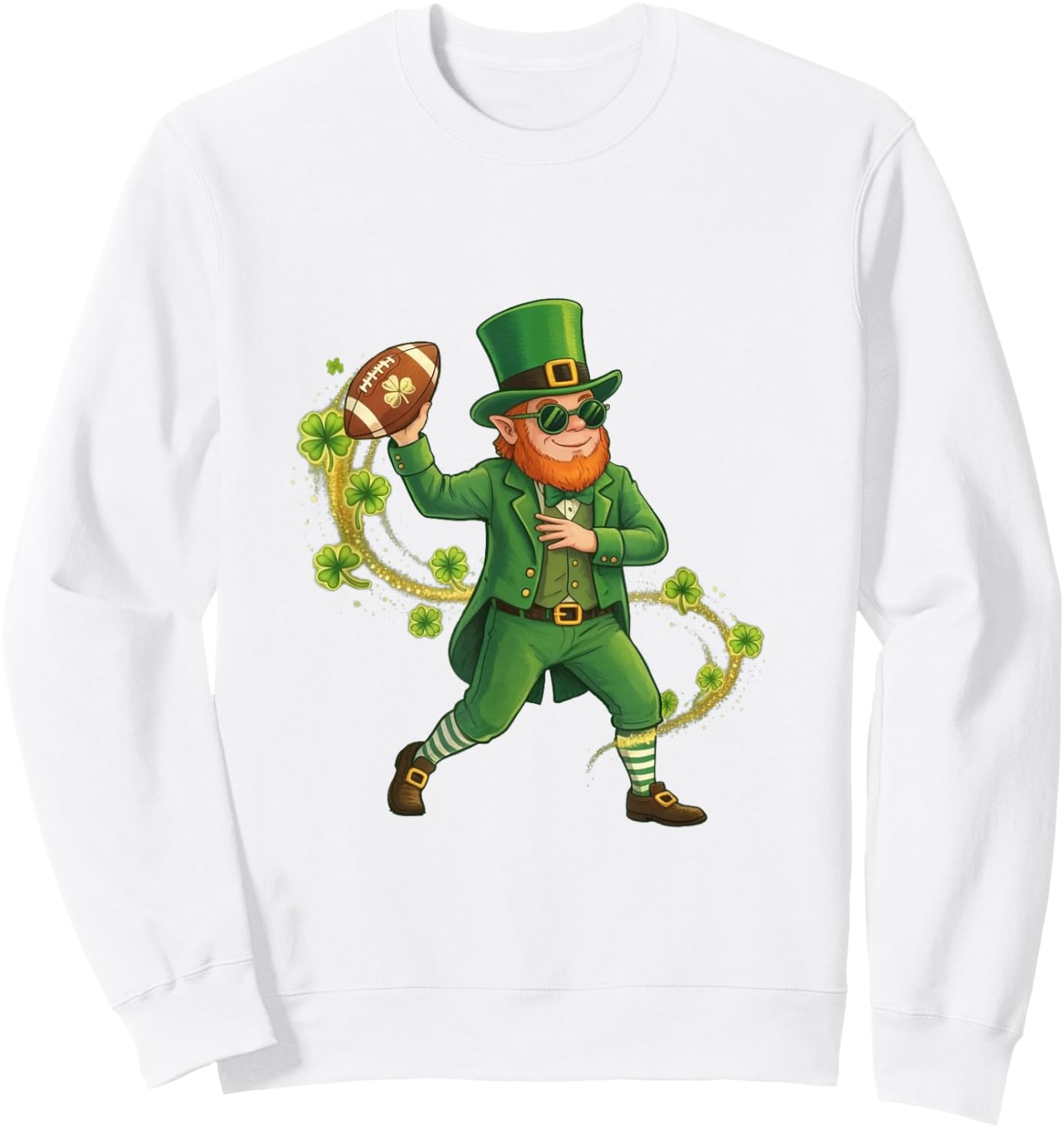 St Patricks Day Football Leprechaun Saint Patricks Day Boys Sweatshirt - Sweatshirt | White